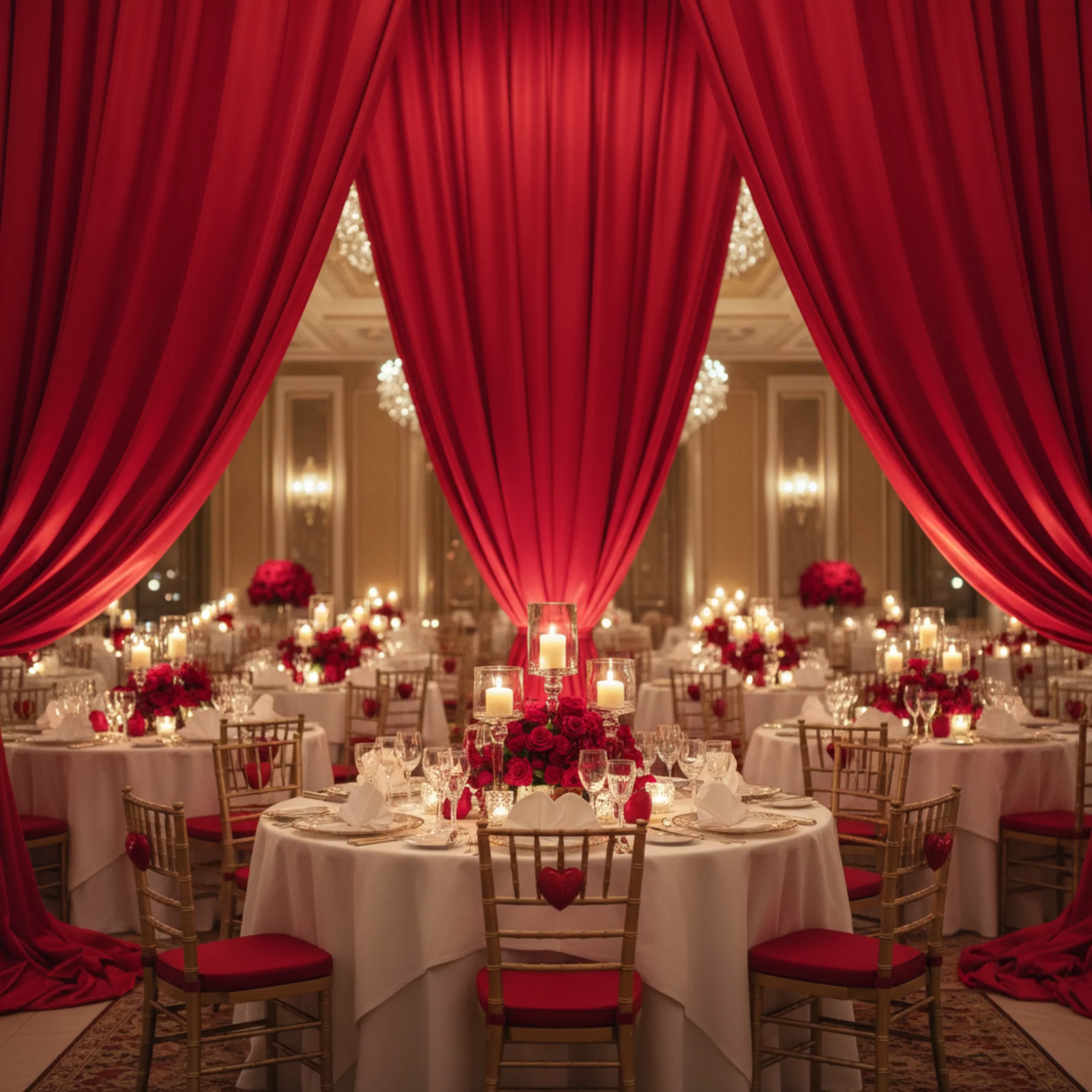 40 yds Satin Fabric Roll - Apple Red - Image 3