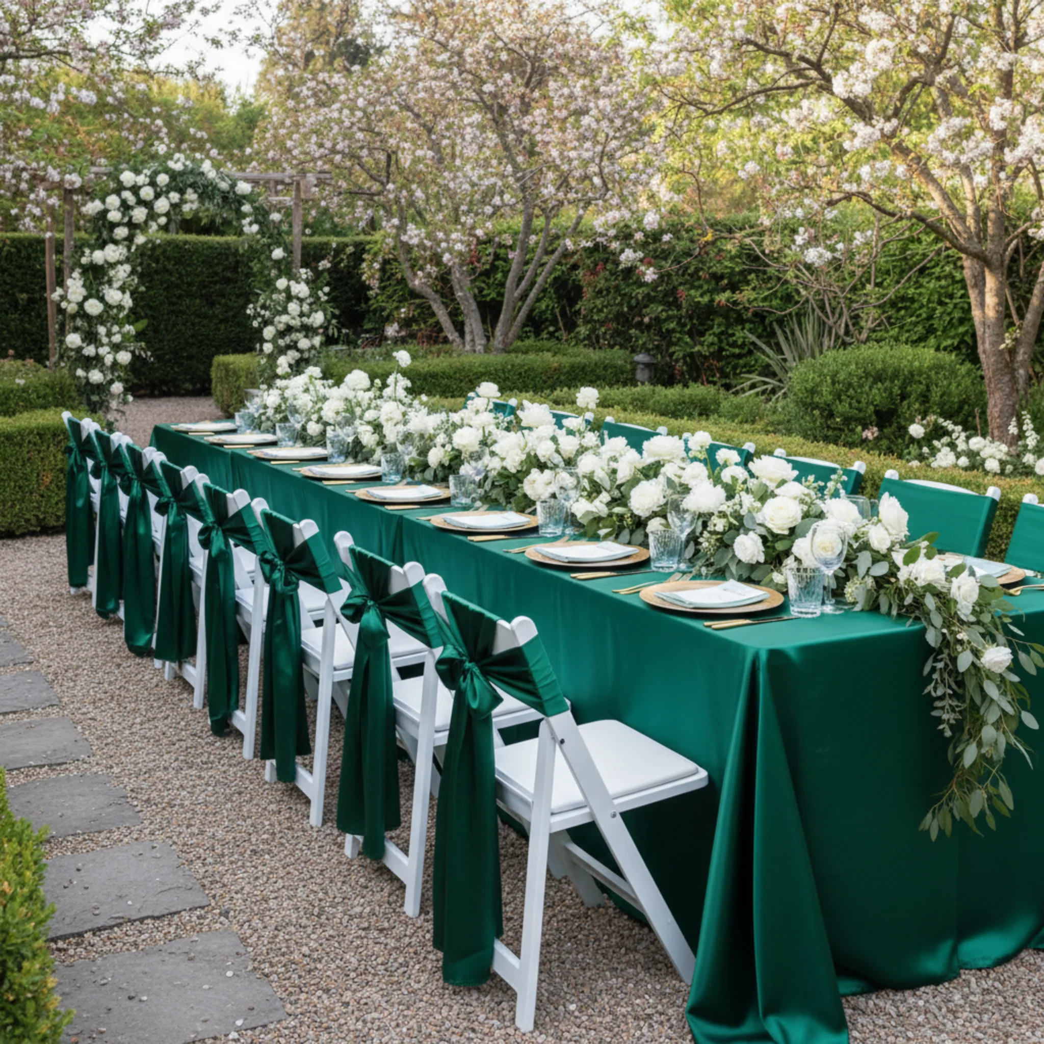 40 yds Satin Fabric Roll - Emerald Green - Image 3