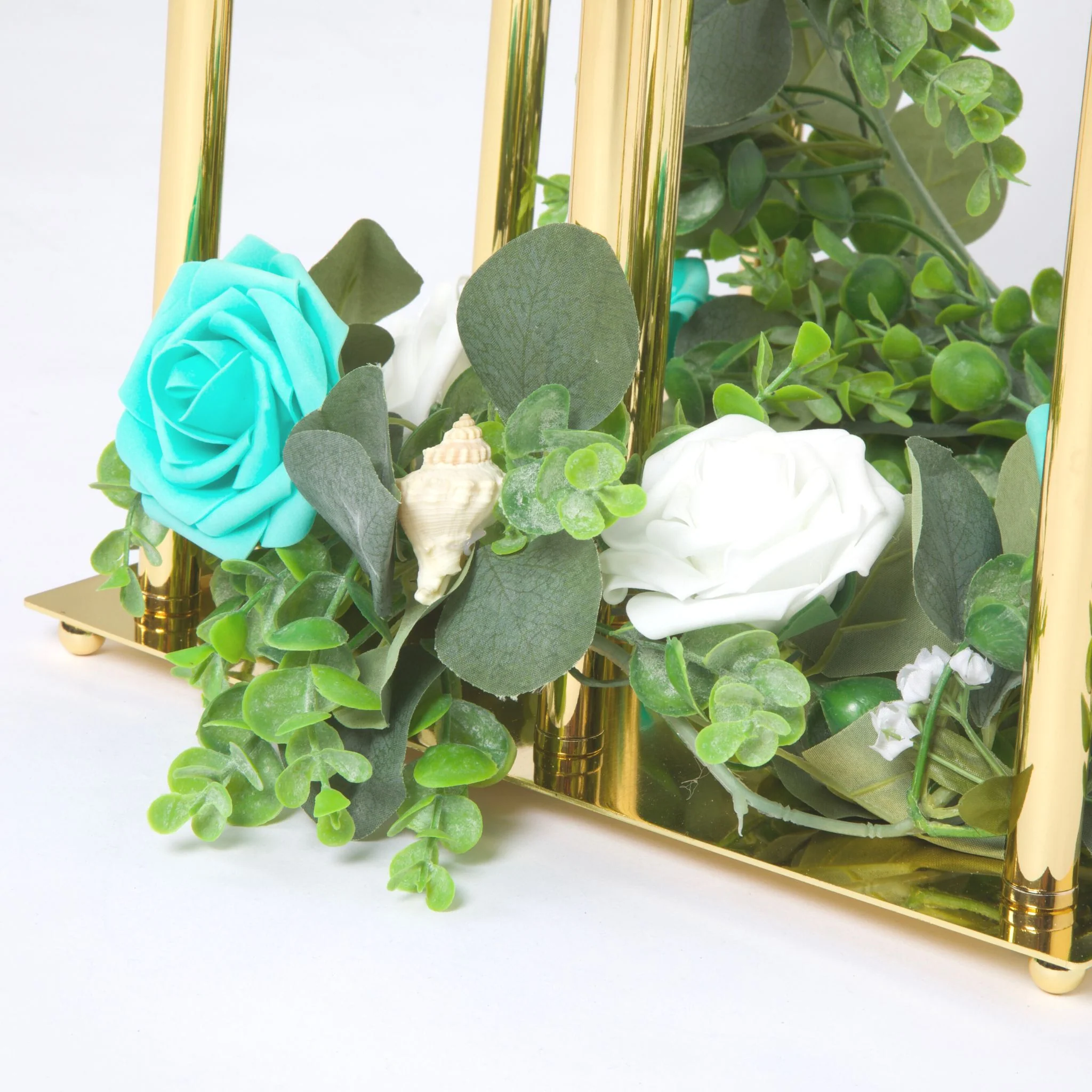 48" Tall 10 Arm Candle Holder Candelabra Centerpiece - Gold - Image 5