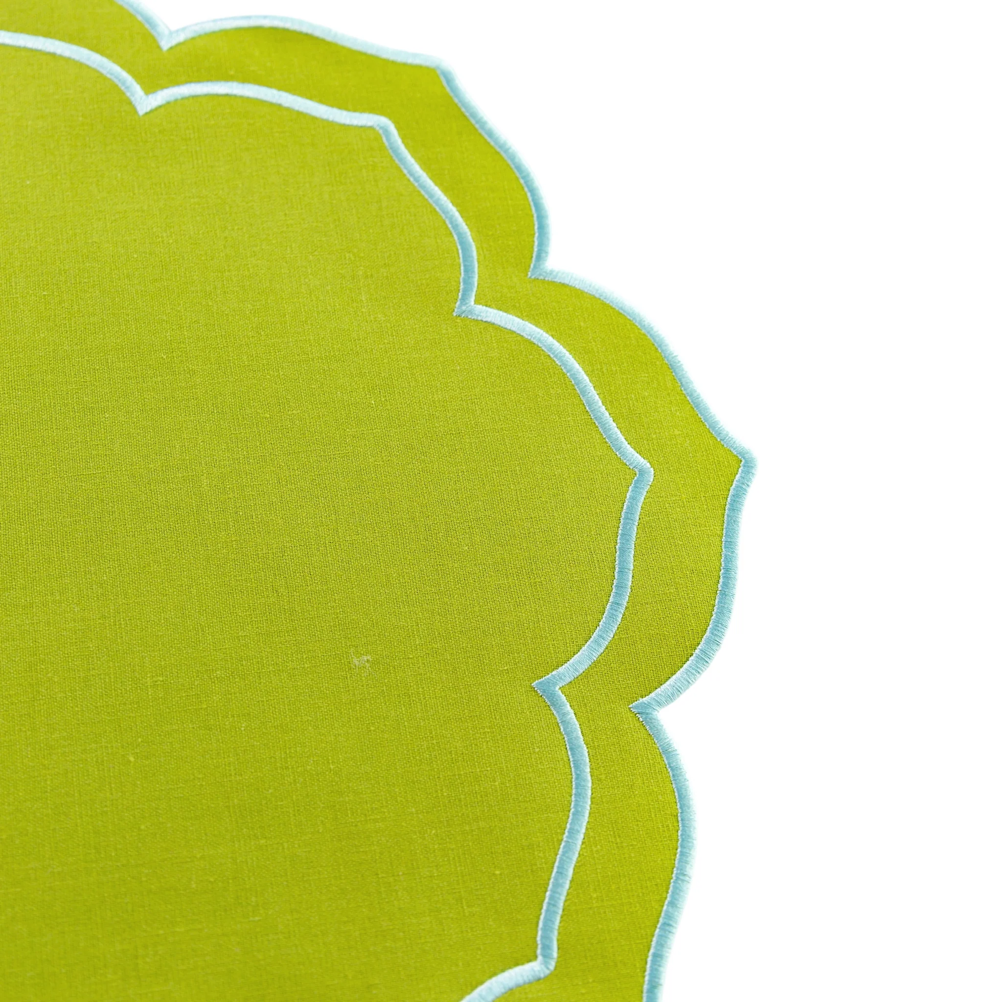 4pc/set Petal Elegance Placemats - Matcha/Turquoise Trim - Image 7