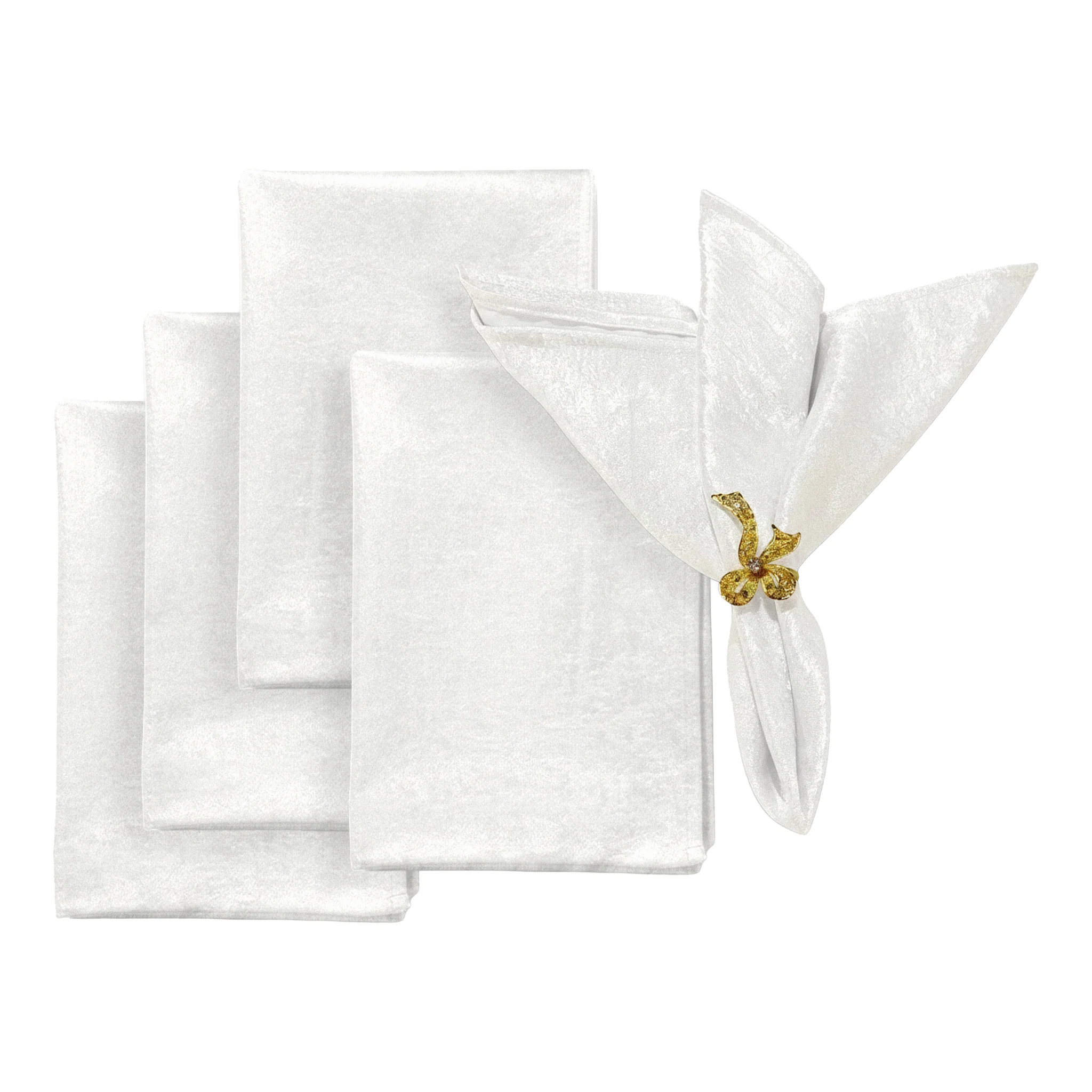 5 pcs/pk Crinkle Shimmer Napkin 20"x20" - Light Ivory/Off White