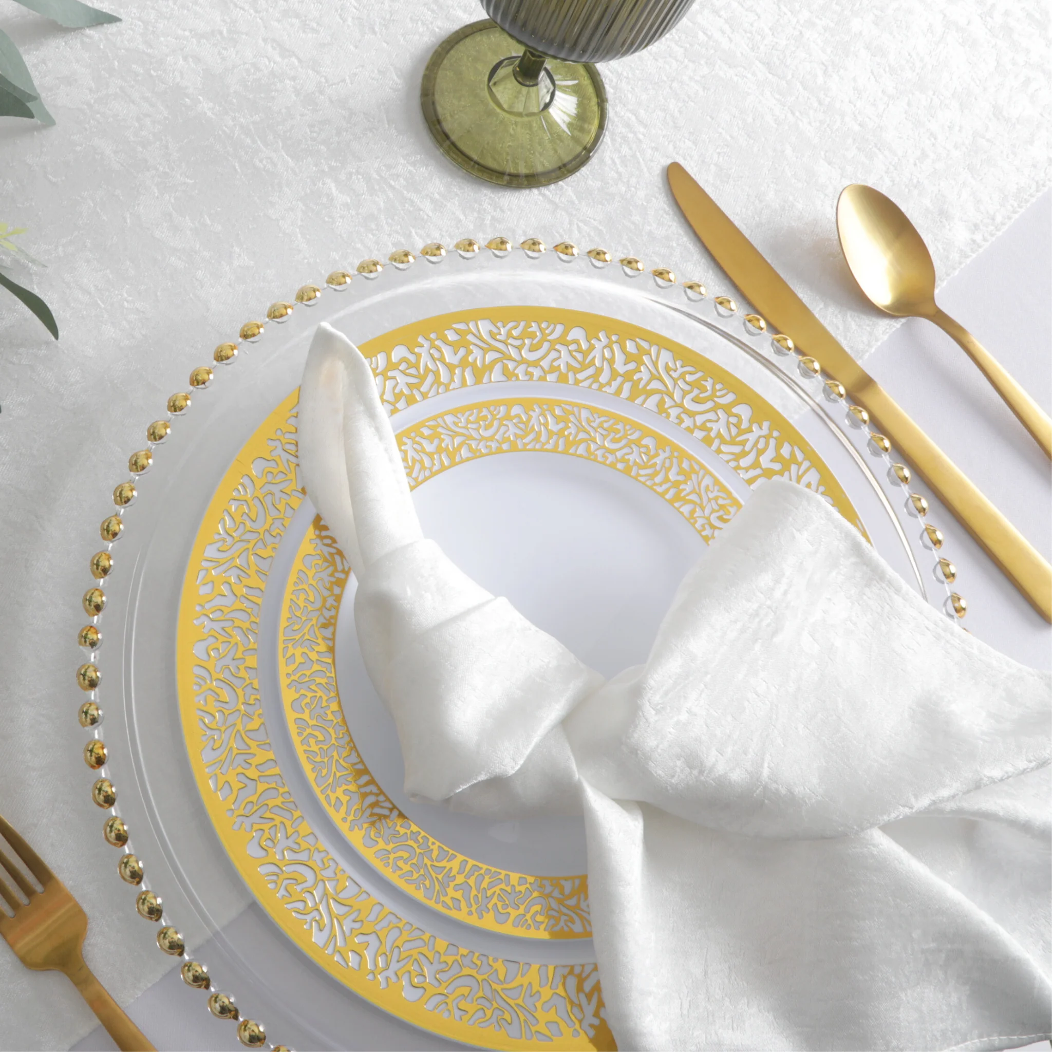 5 pcs/pk Crinkle Shimmer Napkin 20"x20" - Light Ivory/Off White - Image 3