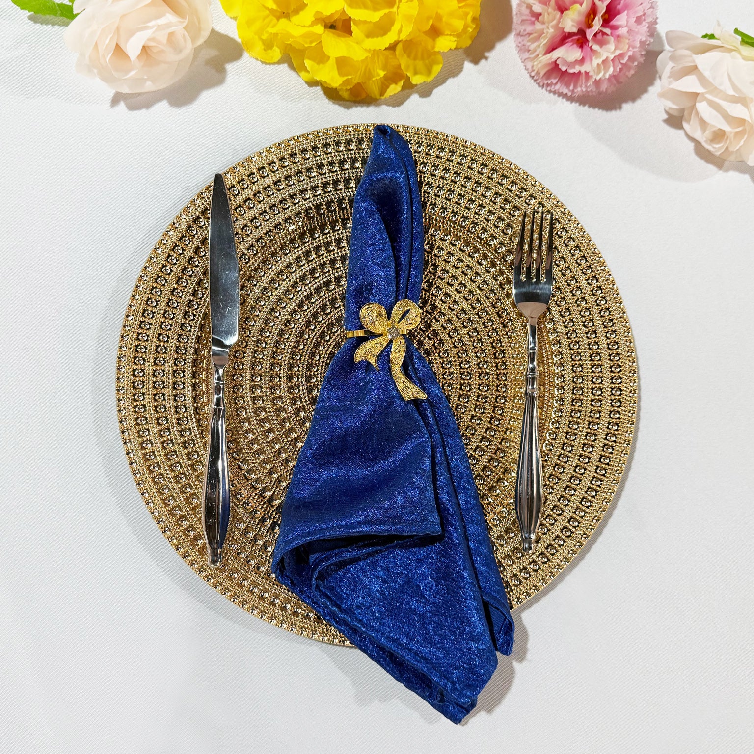 5 pcs/pk Crinkle Shimmer Napkin 20"x20" - Royal Blue - Image 3