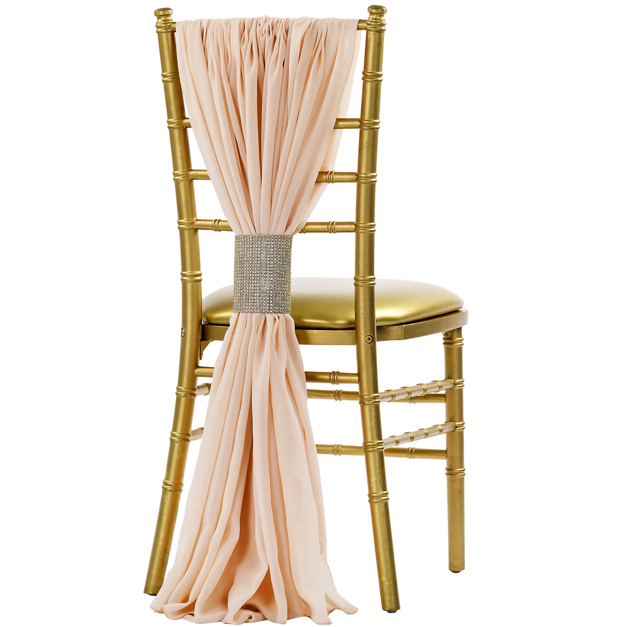 5pcs Pack of Chiffon Chair Sashes/Ties 19" x 72" - Blush - Image 2