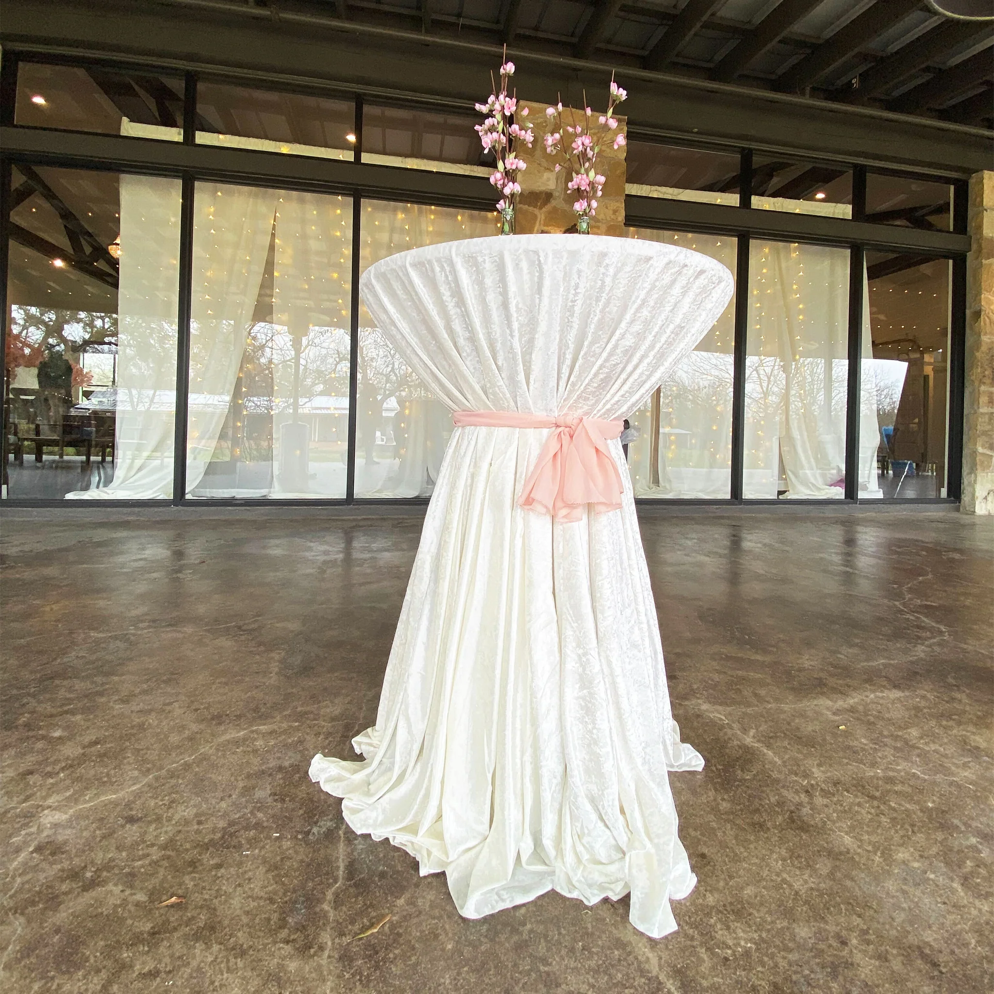 5pcs Pack of Chiffon Chair Sashes/Ties 19" x 72" - Blush - Image 3