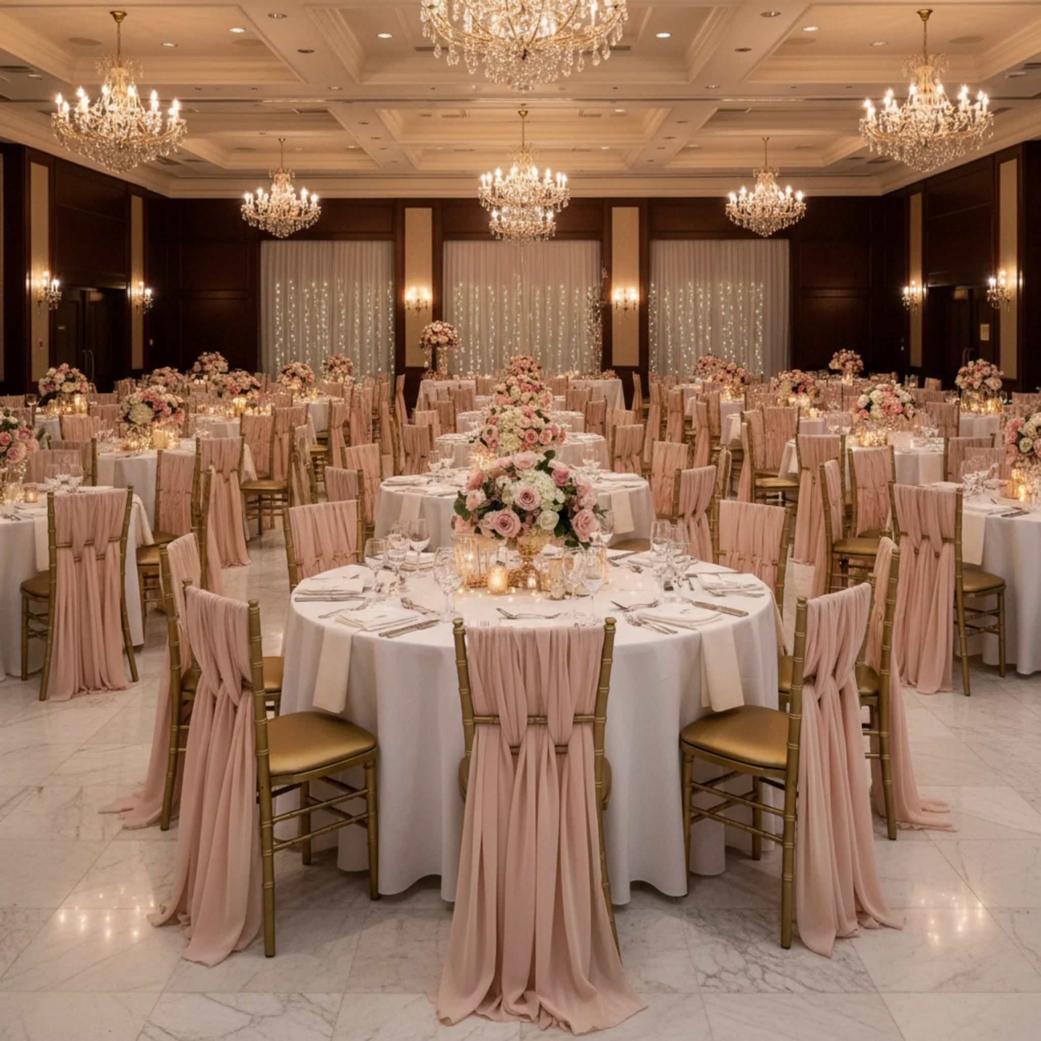 5pcs Pack of Chiffon Chair Sashes/Ties 19" x 72" - Blush - Image 6