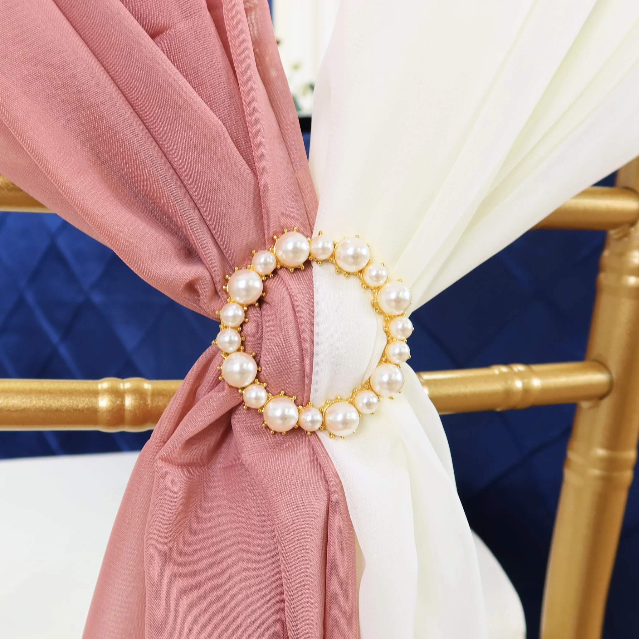 5pcs Pack of Chiffon Chair Sashes/Ties 19" x 72" - Ivory - Image 7