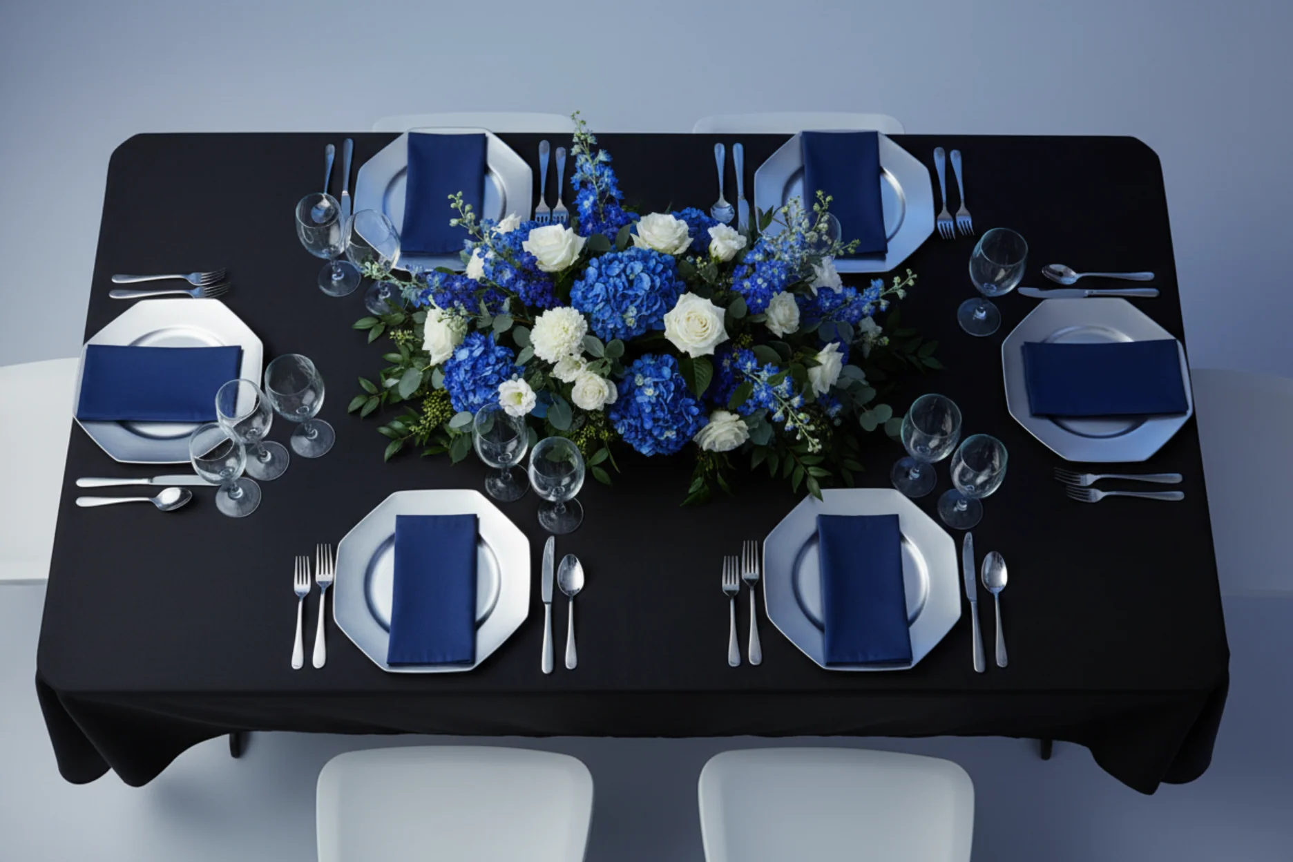 60"x102" Rectangular Premium Polyester Tablecloth - Black - Image 3