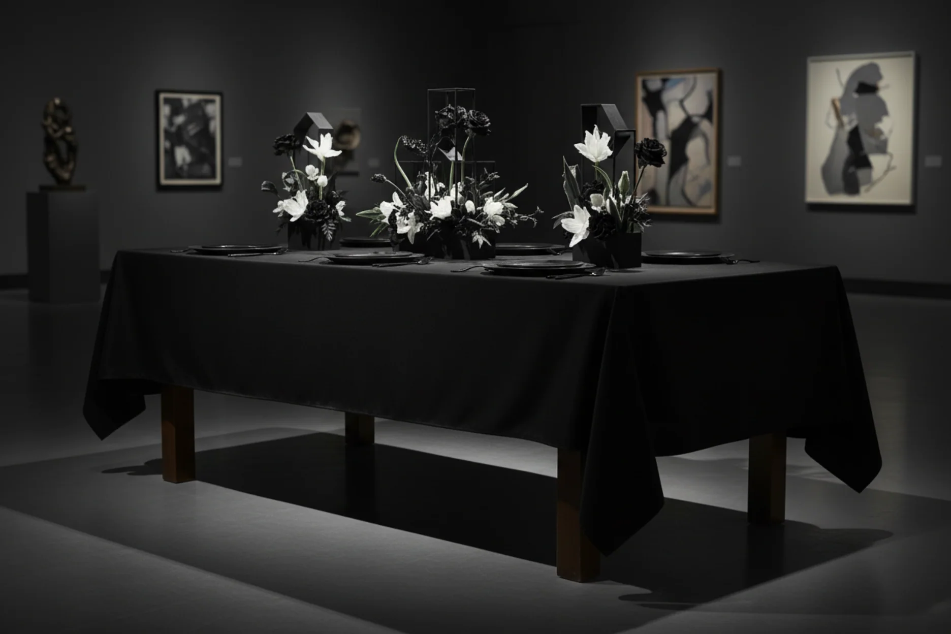 60"x102" Rectangular Premium Polyester Tablecloth - Black - Image 4