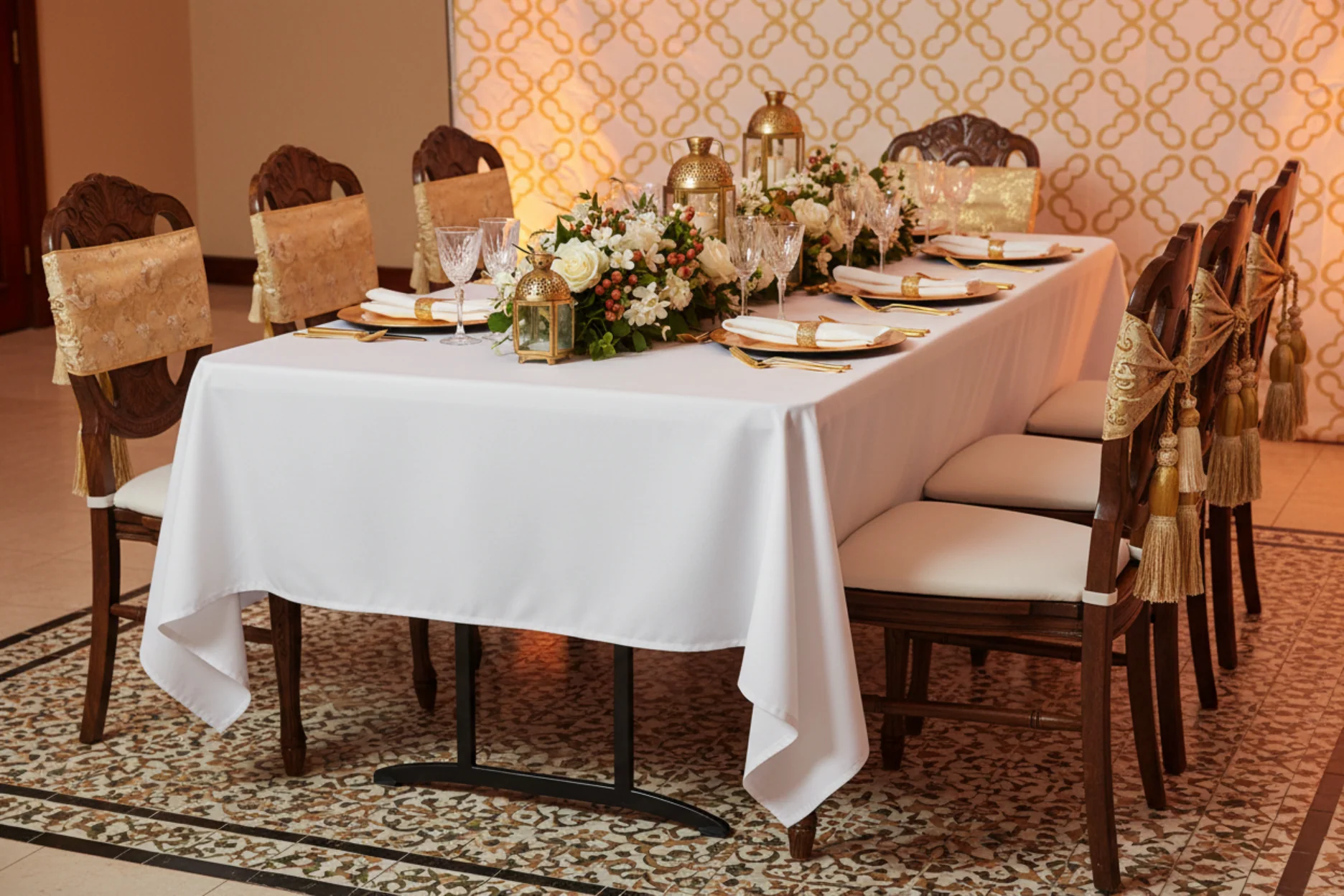 60"x102" Rectangular Premium Polyester Tablecloth - White - Image 4