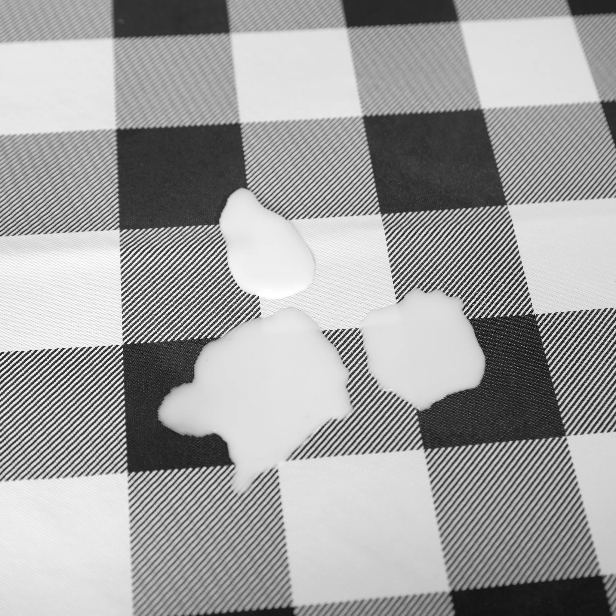 Rectangular Tablecloth 60"x102" Waterproof Vinyl Flannel Backing Checkered Design - Black - Image 4