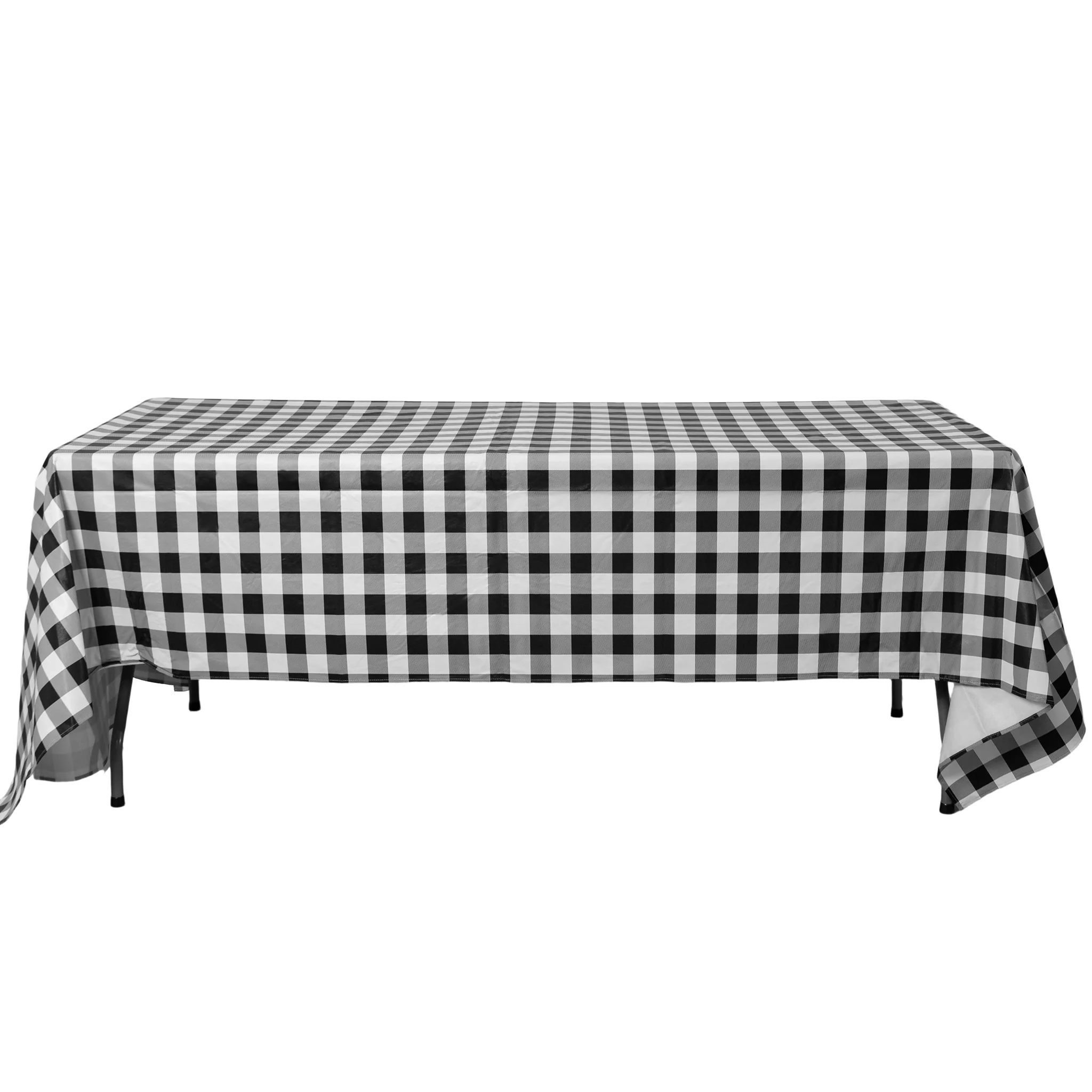 Rectangular Tablecloth 60"x102" Waterproof Vinyl Flannel Backing Checkered Design - Black - Image 5