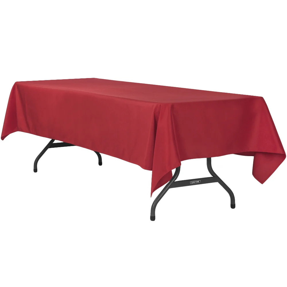 60"x120" Rectangular Premium Polyester Tablecloth - Apple Red - Image 3