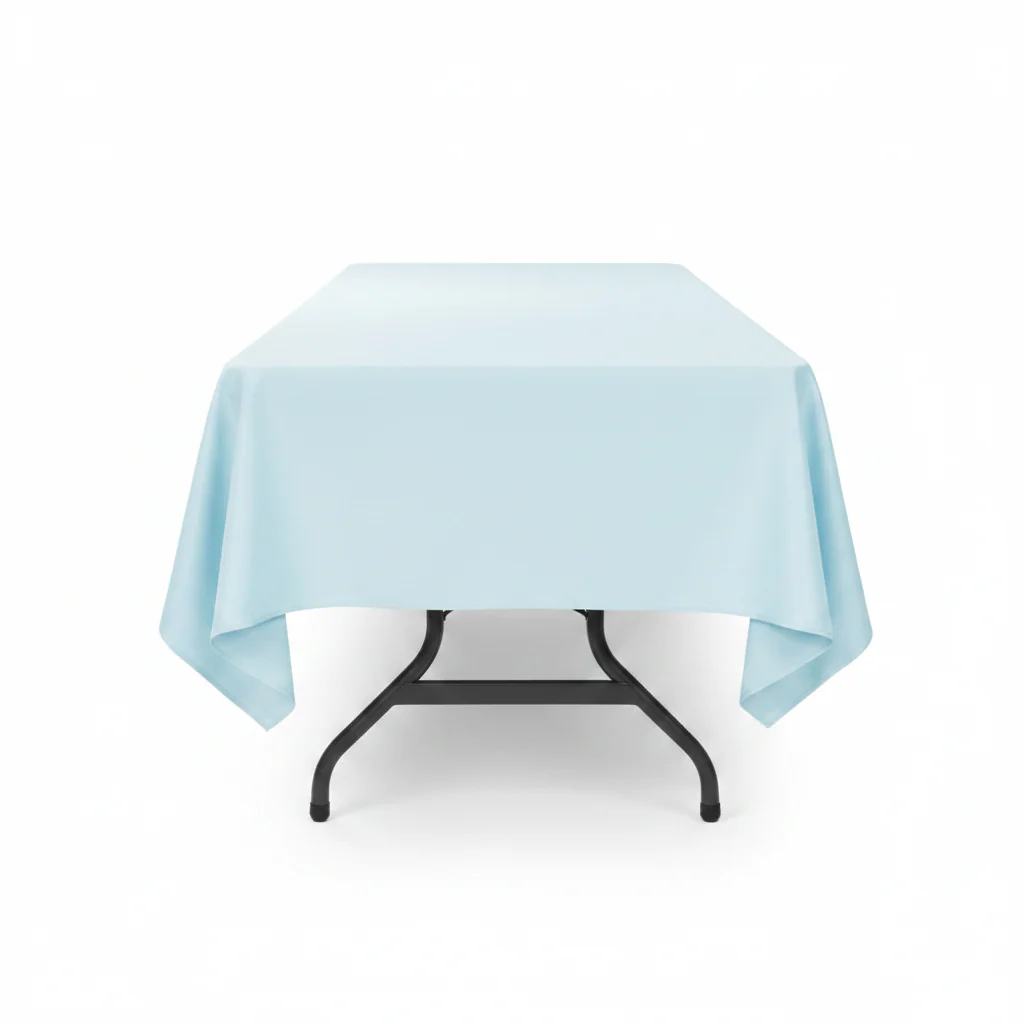 60"x120" Rectangular Premium Polyester Tablecloth - Baby Blue - Image 3