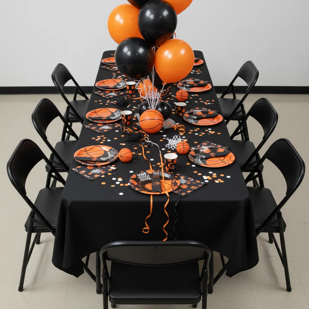 60"x120" Rectangular Premium Polyester Tablecloth - Black - Image 3