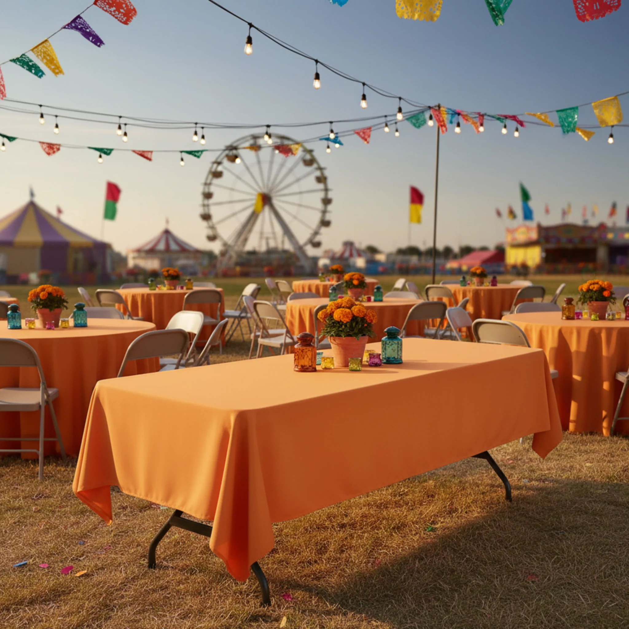 60"x120" Rectangular Premium Polyester Tablecloth - Burnt Orange - Image 3