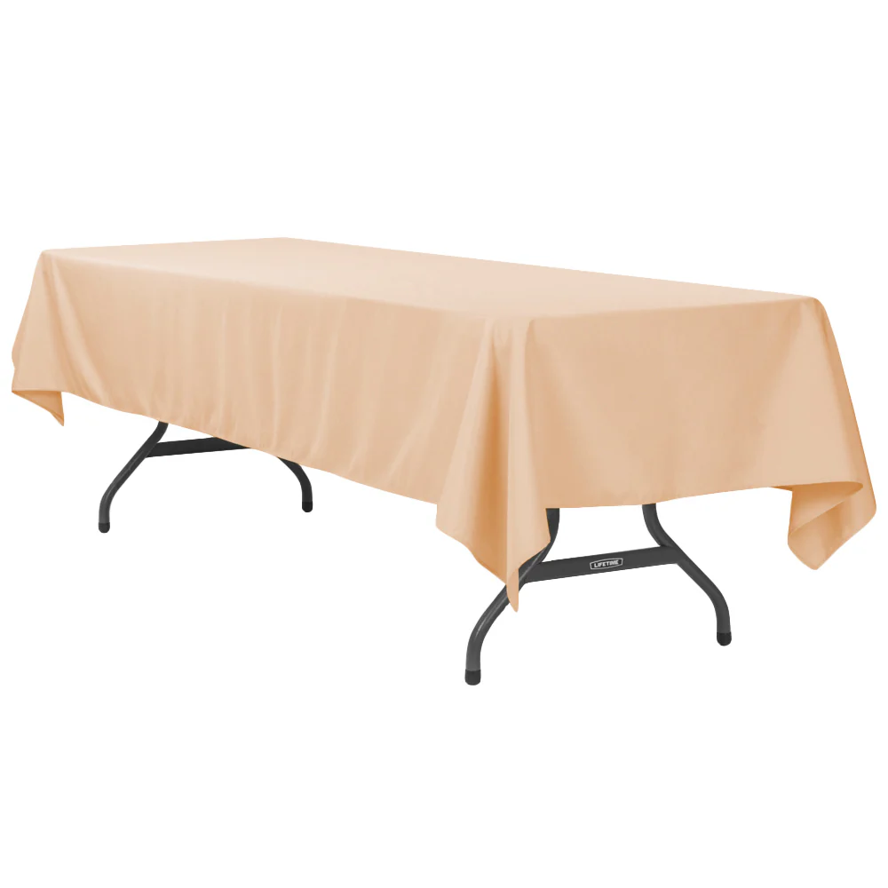 60"x120" Rectangular Premium Polyester Tablecloth - Champagne - Image 2
