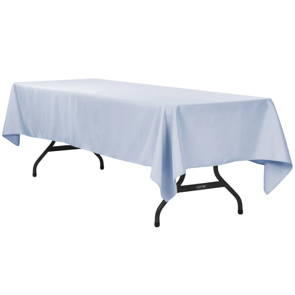 60"x120" Rectangular Premium Polyester Tablecloth - Dusty Blue - Image 3