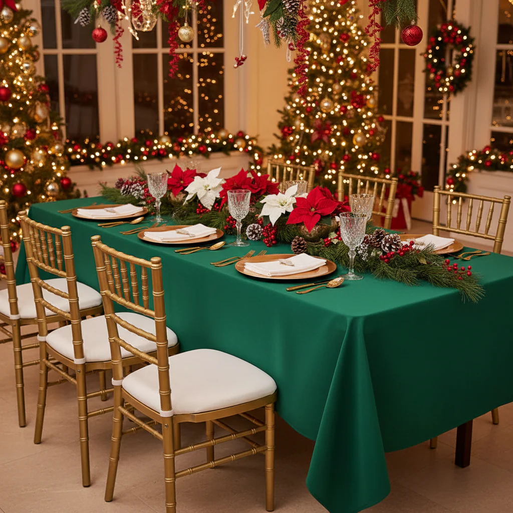60"x120" Rectangular Premium Polyester Tablecloth - Emerald Green