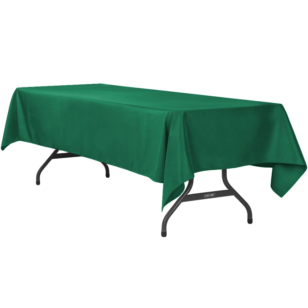 60"x120" Rectangular Premium Polyester Tablecloth - Emerald Green - Image 2