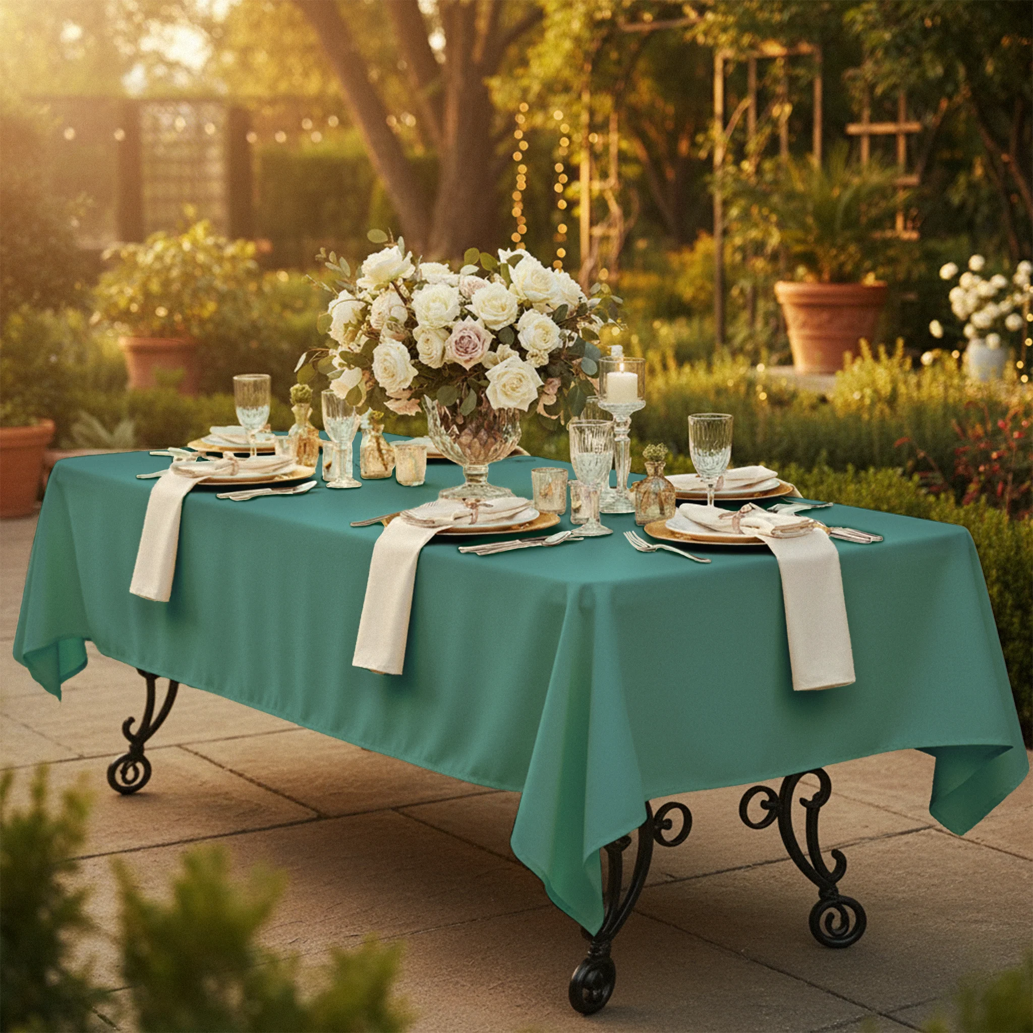 60"x120" Rectangular Premium Polyester Tablecloth - Eucalyptus - Image 2