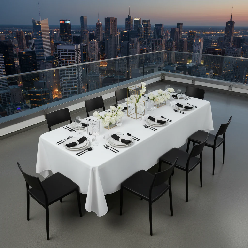 60"x120" Rectangular Premium Polyester Tablecloth - White - Image 3