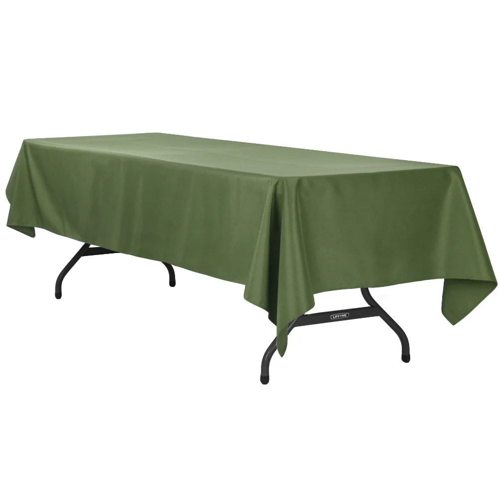 60"x120" Rectangular Premium Polyester Tablecloth - Willow Green - Image 2