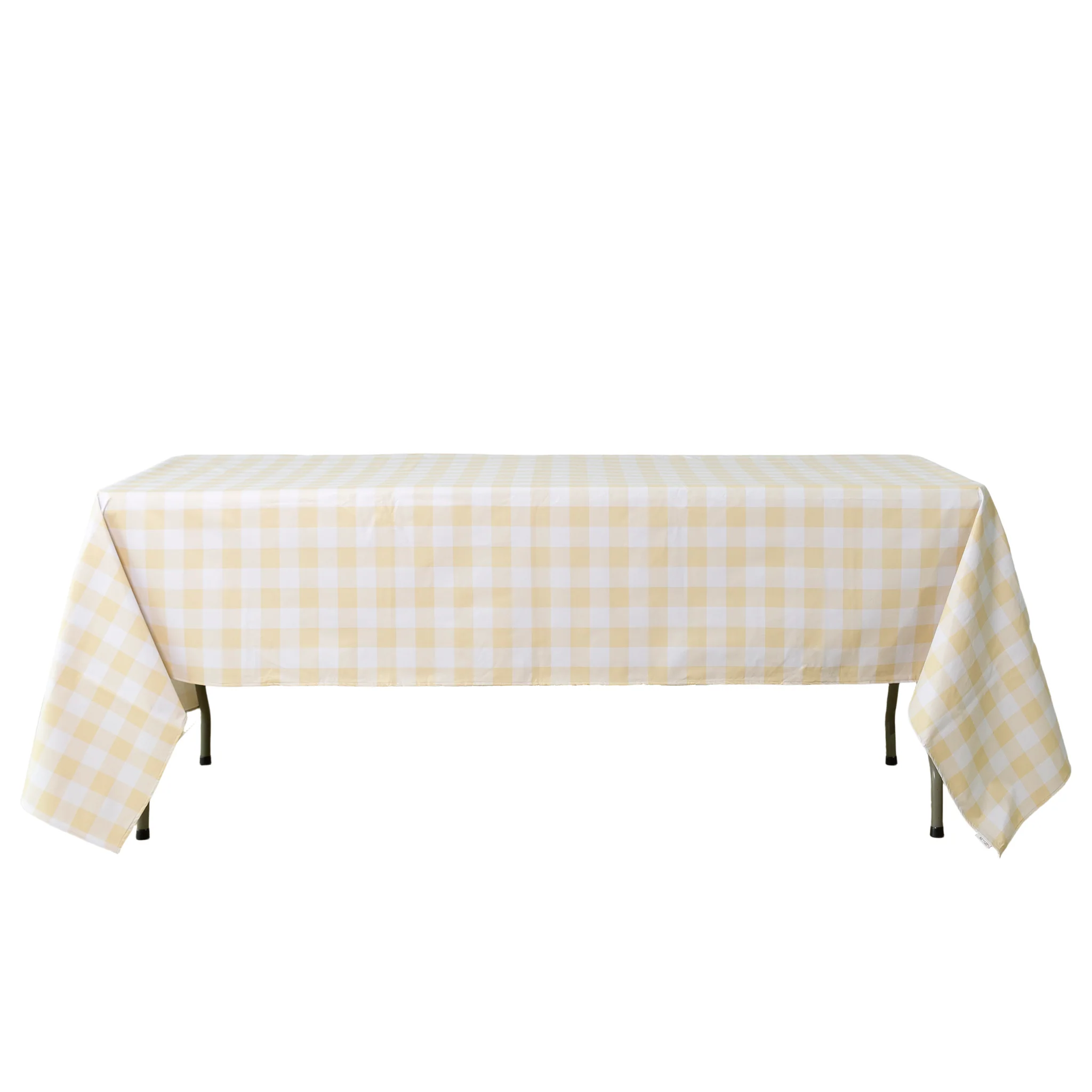 Rectangular Tablecloth 60"x120" Waterproof Vinyl Flannel Backing Checkered Design - Champagne - Image 2