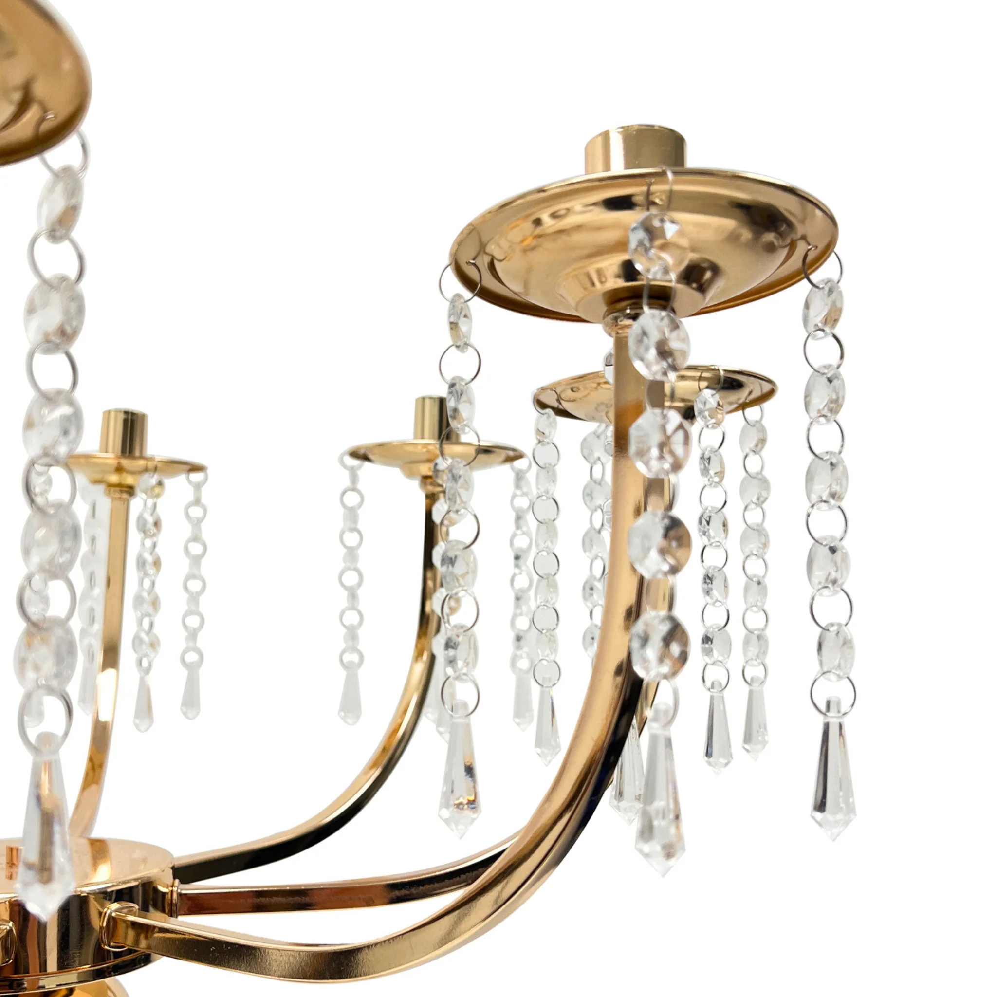 8 Arms Candelabra Crystal Waterfall Centerpiece - Gold - Image 5