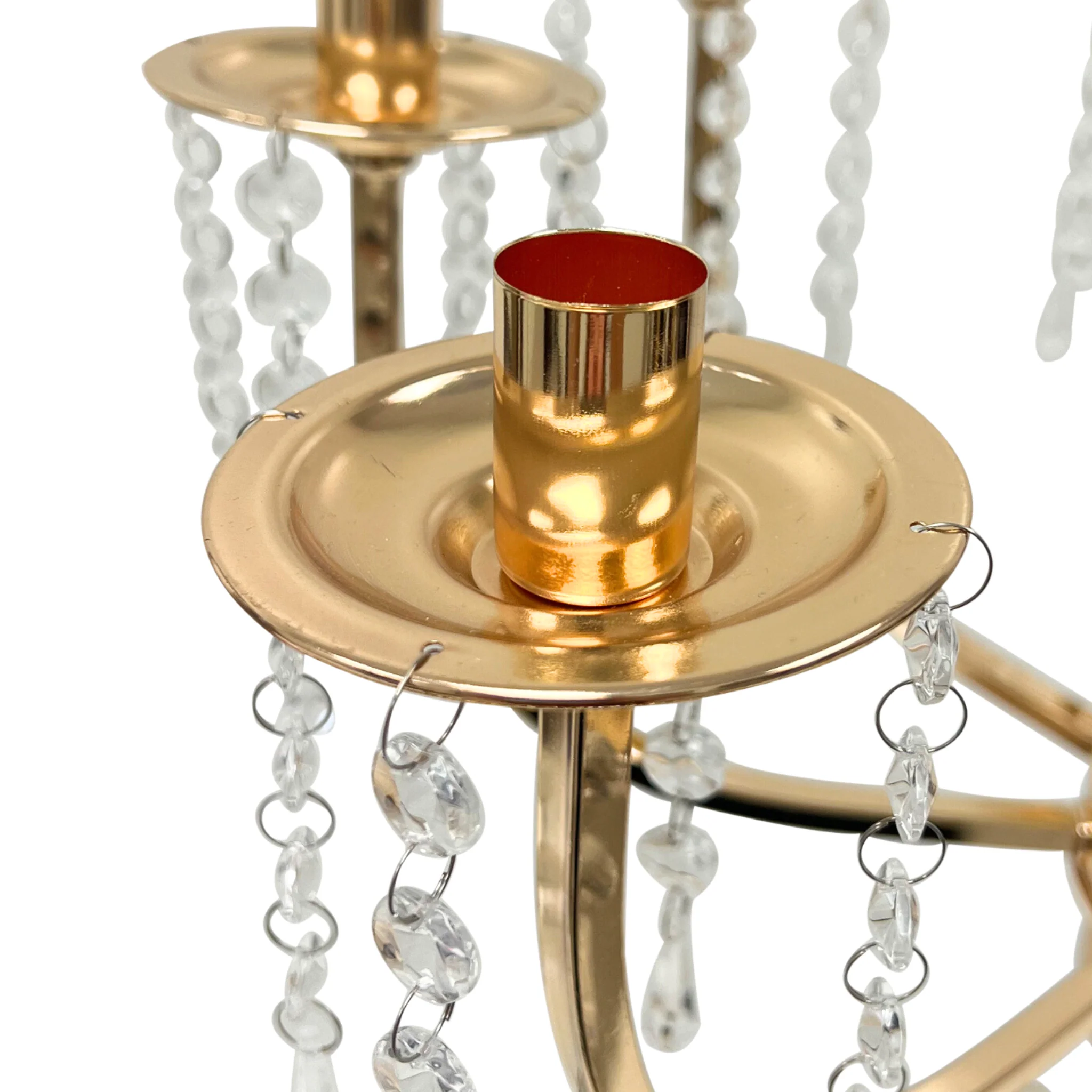 8 Arms Candelabra Crystal Waterfall Centerpiece - Gold - Image 8