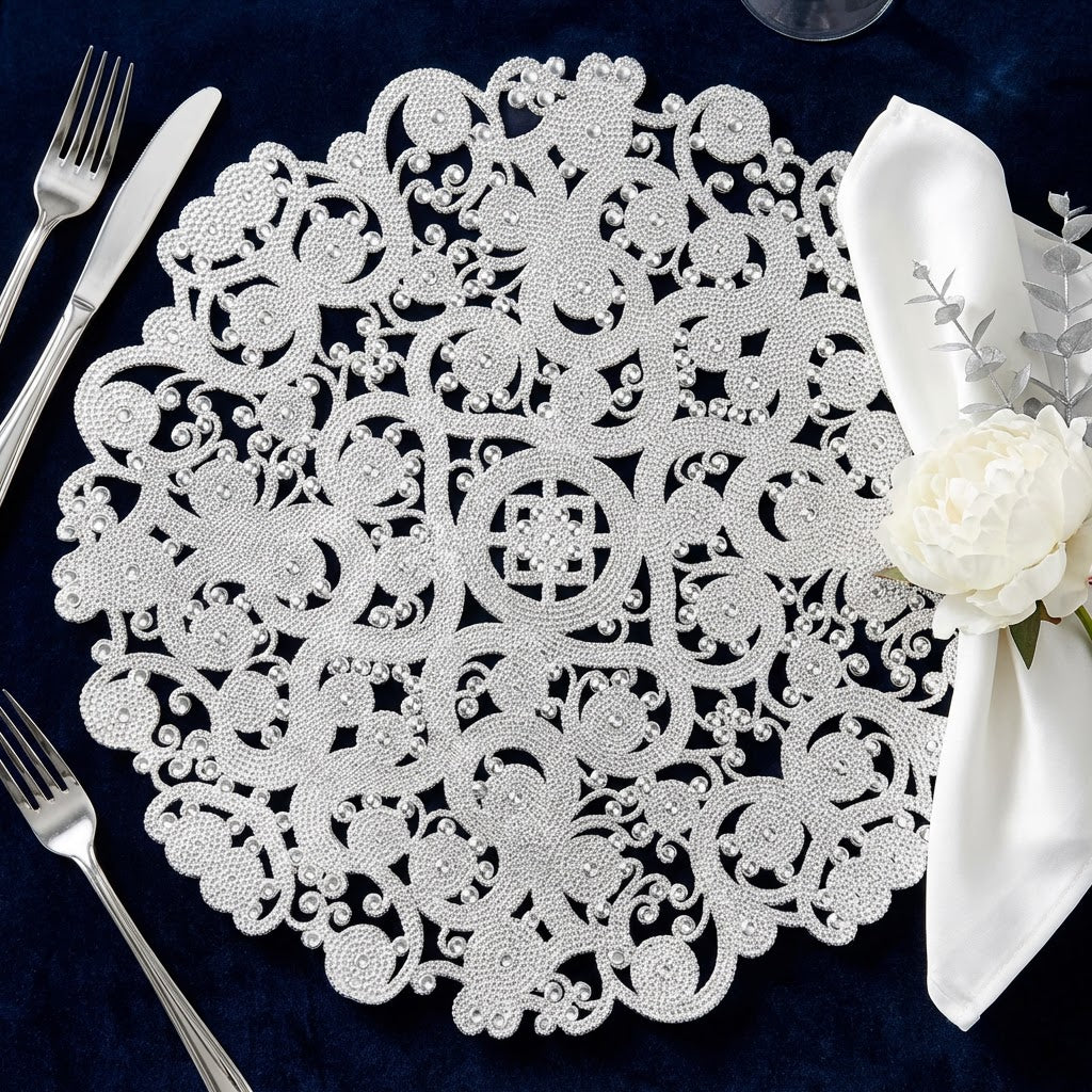 8 pc/set Filigree Acrylic Charger Plate - Clear - Image 4