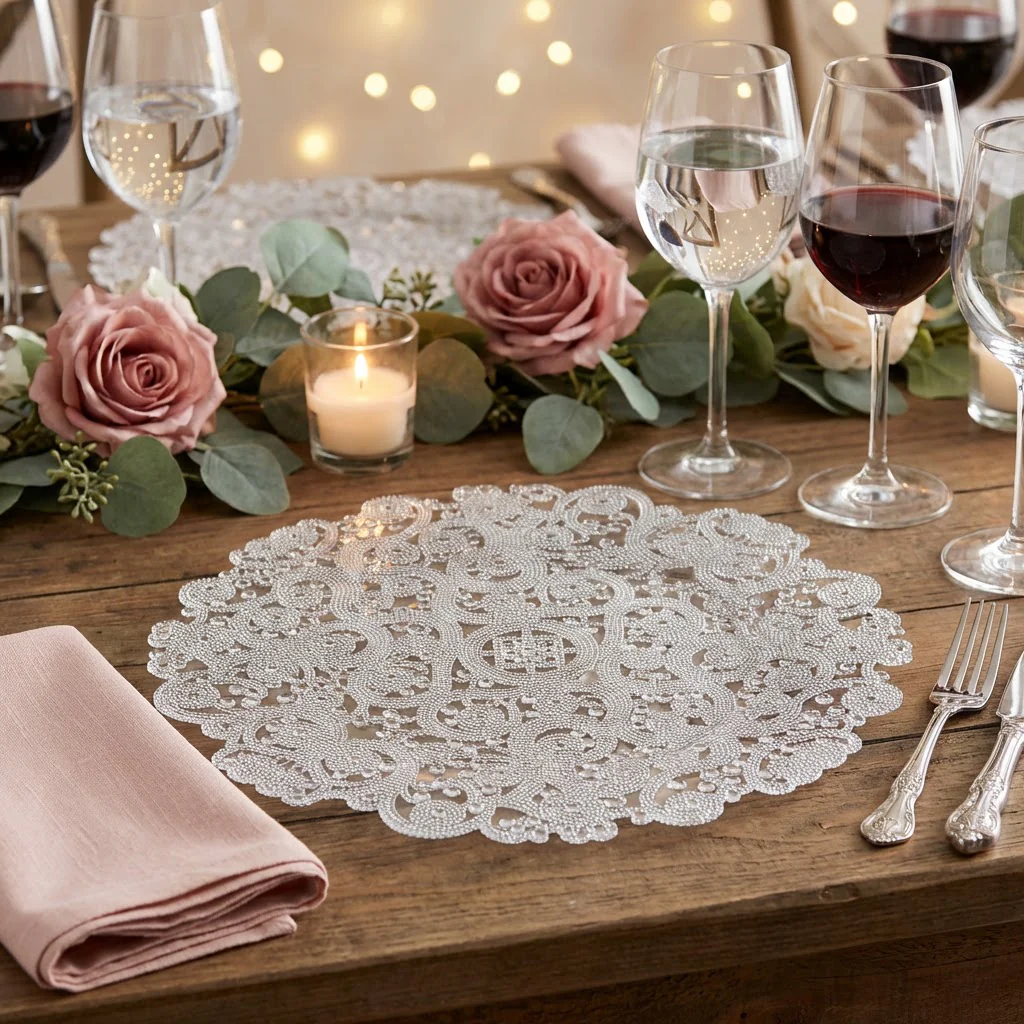 8 pc/set Filigree Acrylic Charger Plate - Clear - Image 5