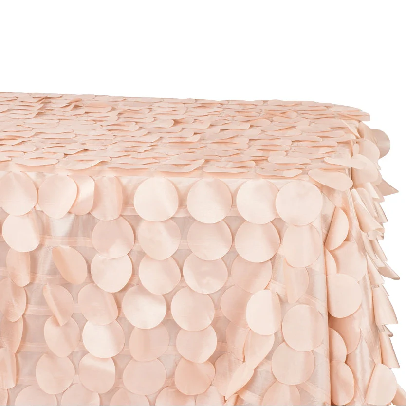 90"x132" Petal Circle Taffeta Rectangular Tablecloth - Blush/Rose Gold - Image 3