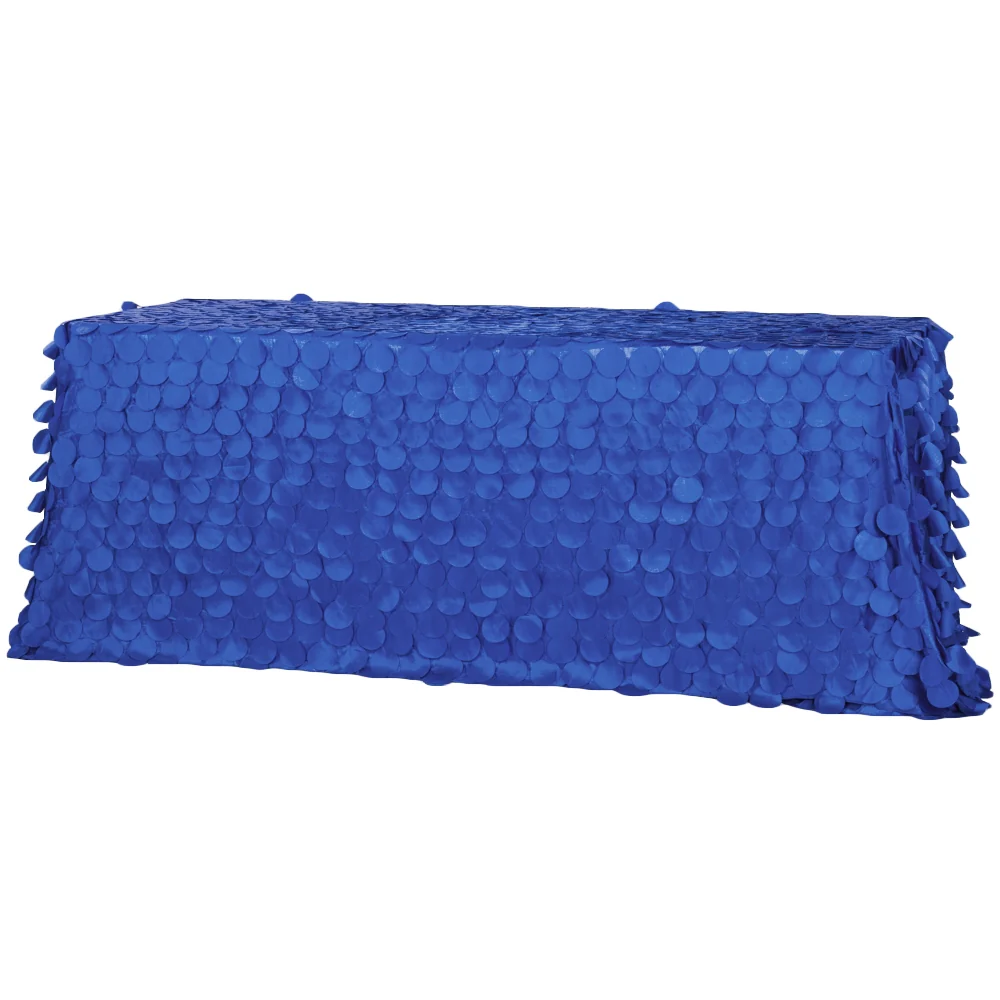 90"x132" Petal Circle Taffeta Rectangular Tablecloth - Royal Blue - Image 4
