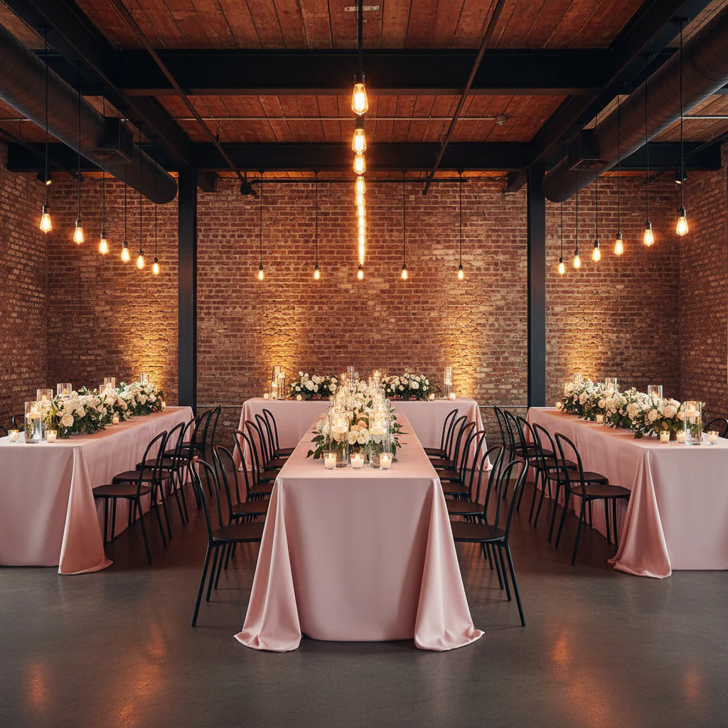 90"x132" Rectangular Oblong Premium Polyester Tablecloth - Blush/Rose Gold - Image 5