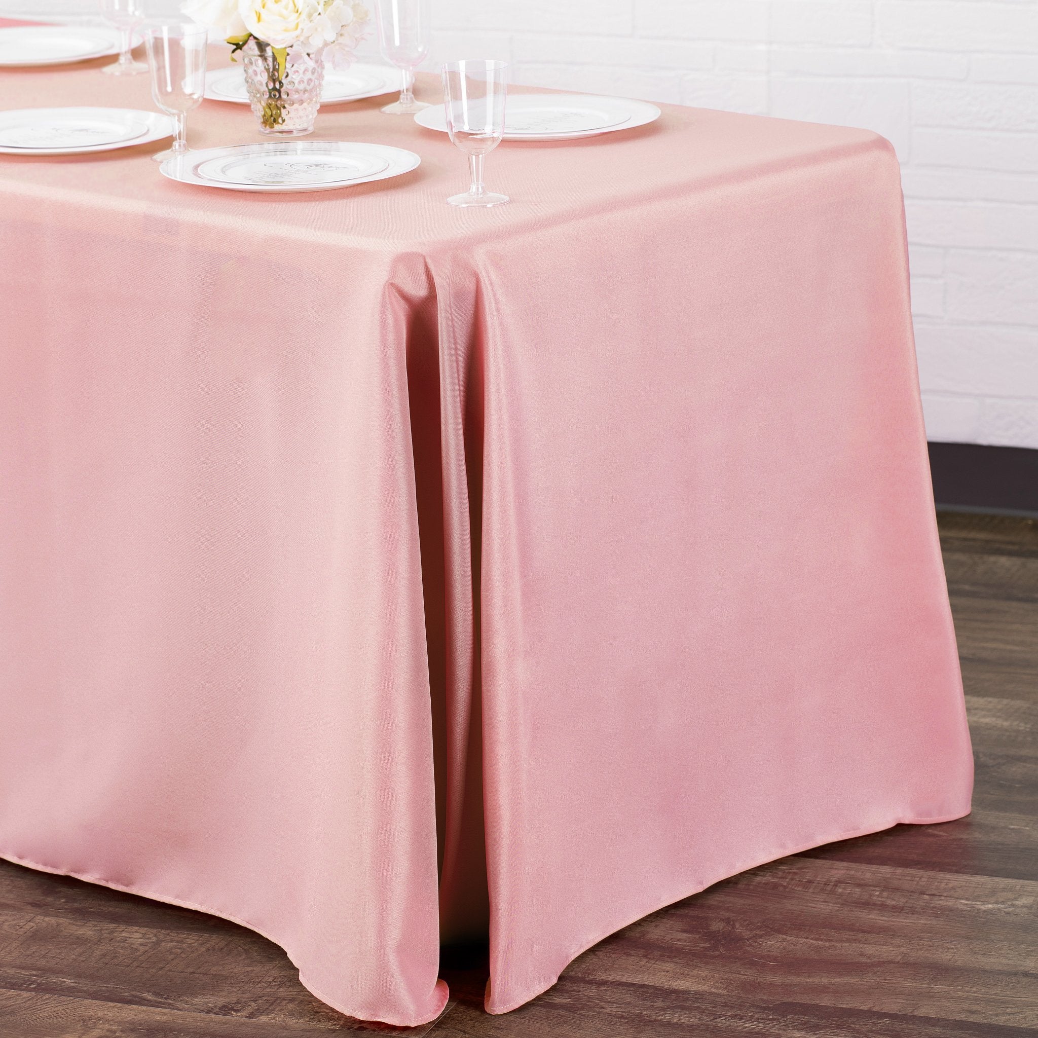 90"x132" Rectangular Oblong Premium Polyester Tablecloth - Dusty Rose/Mauve - Image 2