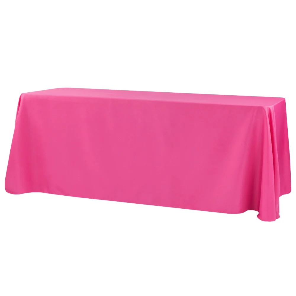 90"x132" Rectangular Oblong Premium Polyester Tablecloth - Fuchsia - Image 6
