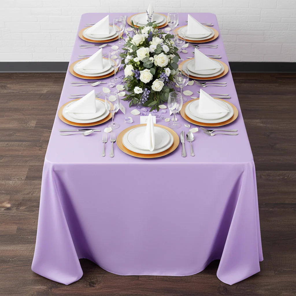 90"x132" Rectangular Oblong Premium Polyester Tablecloth - Lavender
