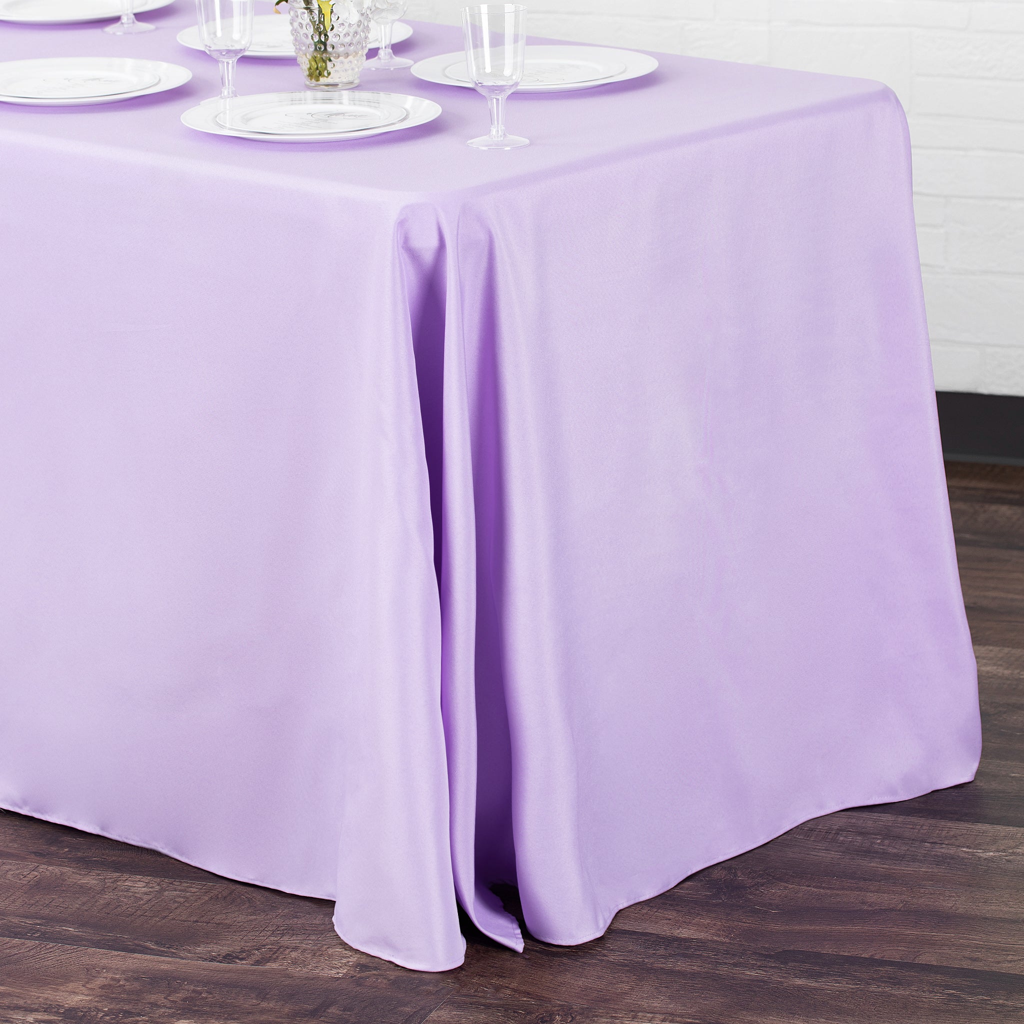 90"x132" Rectangular Oblong Premium Polyester Tablecloth - Lavender - Image 2
