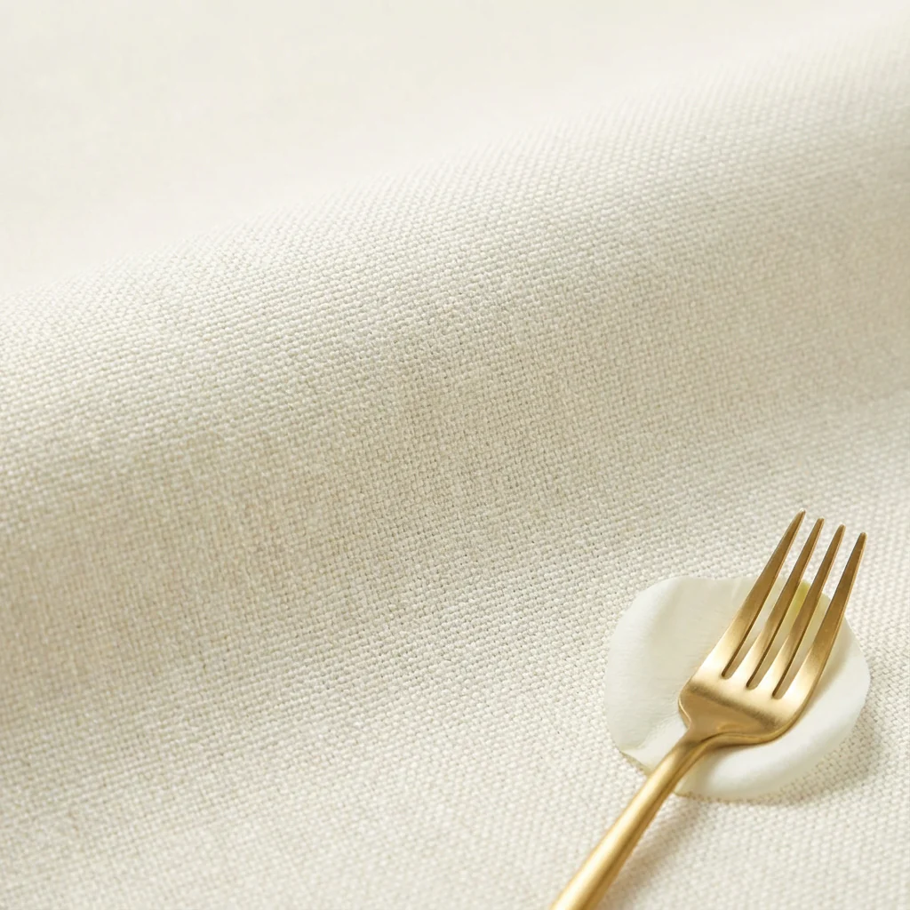 90"x132" Rectangular Oblong Premium Polyester Tablecloth - Light Ivory/Off White - Image 5
