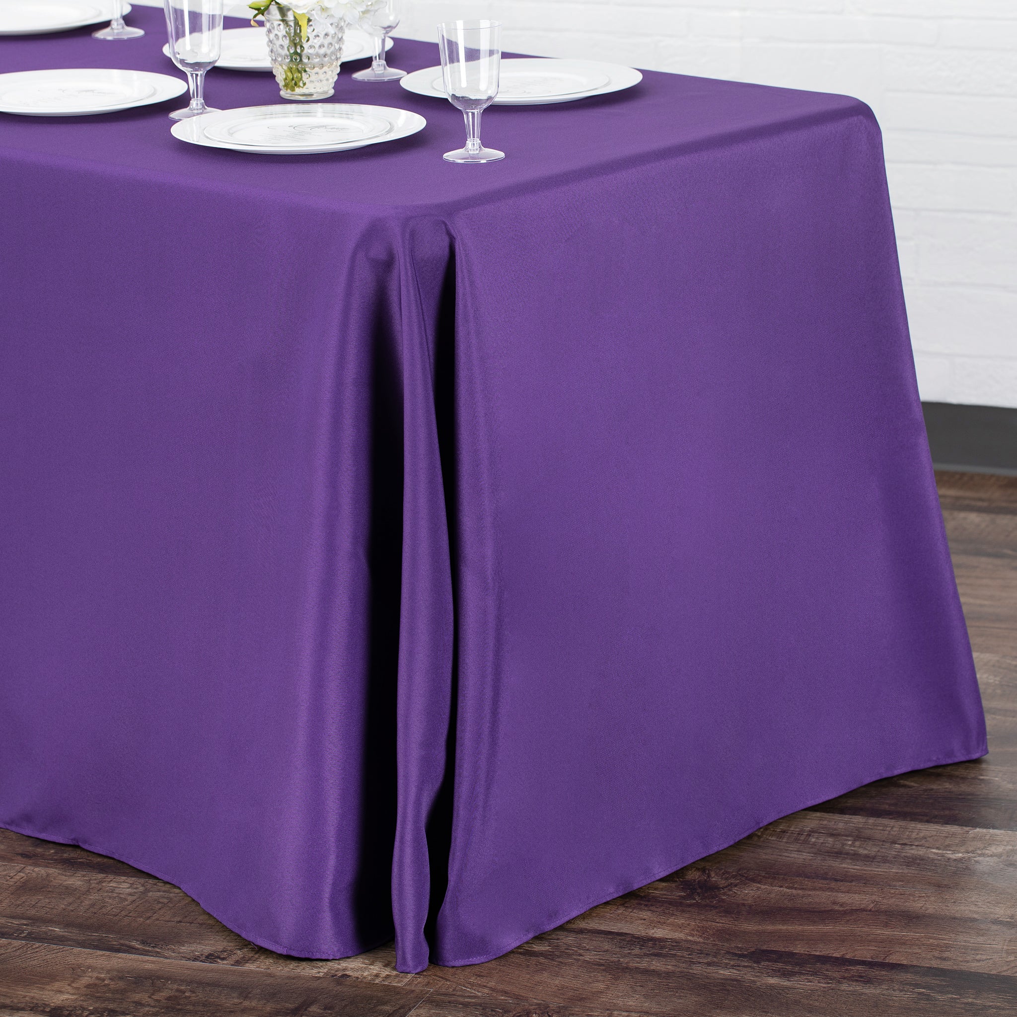 90"x132" Rectangular Oblong Premium Polyester Tablecloth - Purple - Image 4