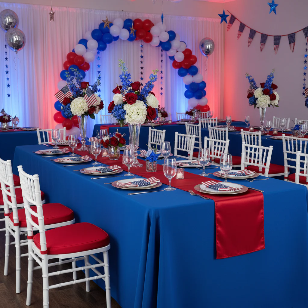 90"x132" Rectangular Oblong Premium Polyester Tablecloth - Royal Blue - Image 2