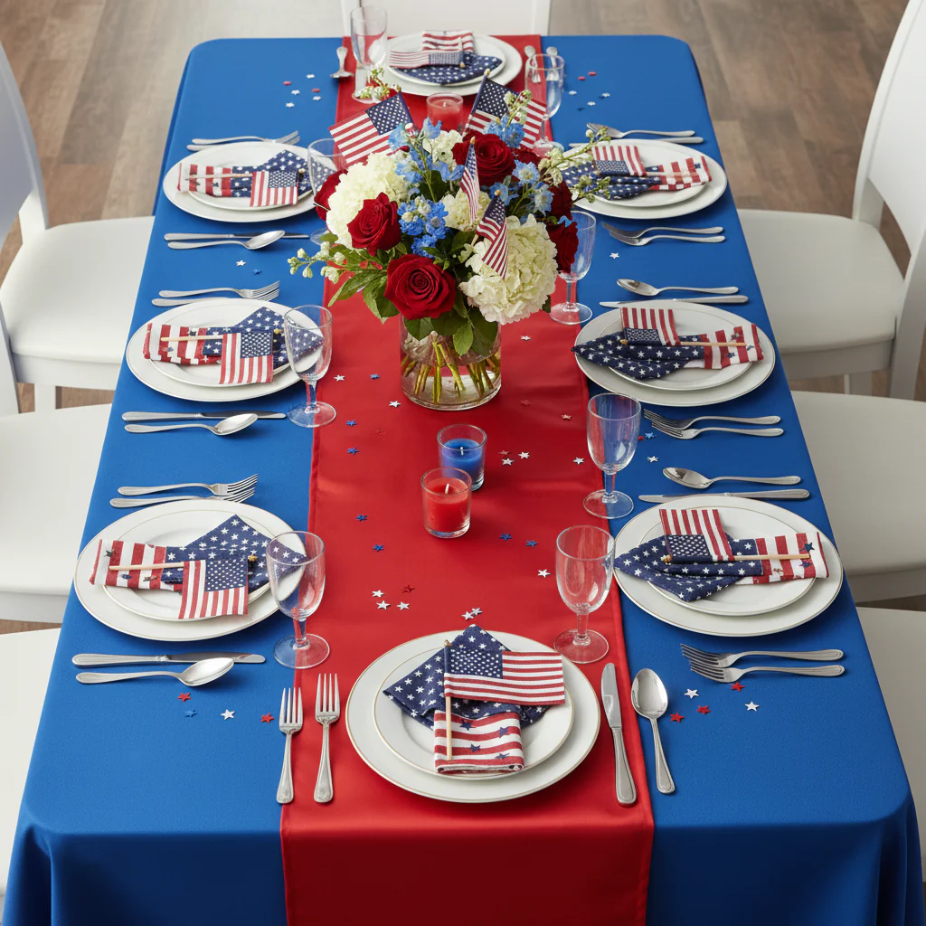 90"x132" Rectangular Oblong Premium Polyester Tablecloth - Royal Blue - Image 3