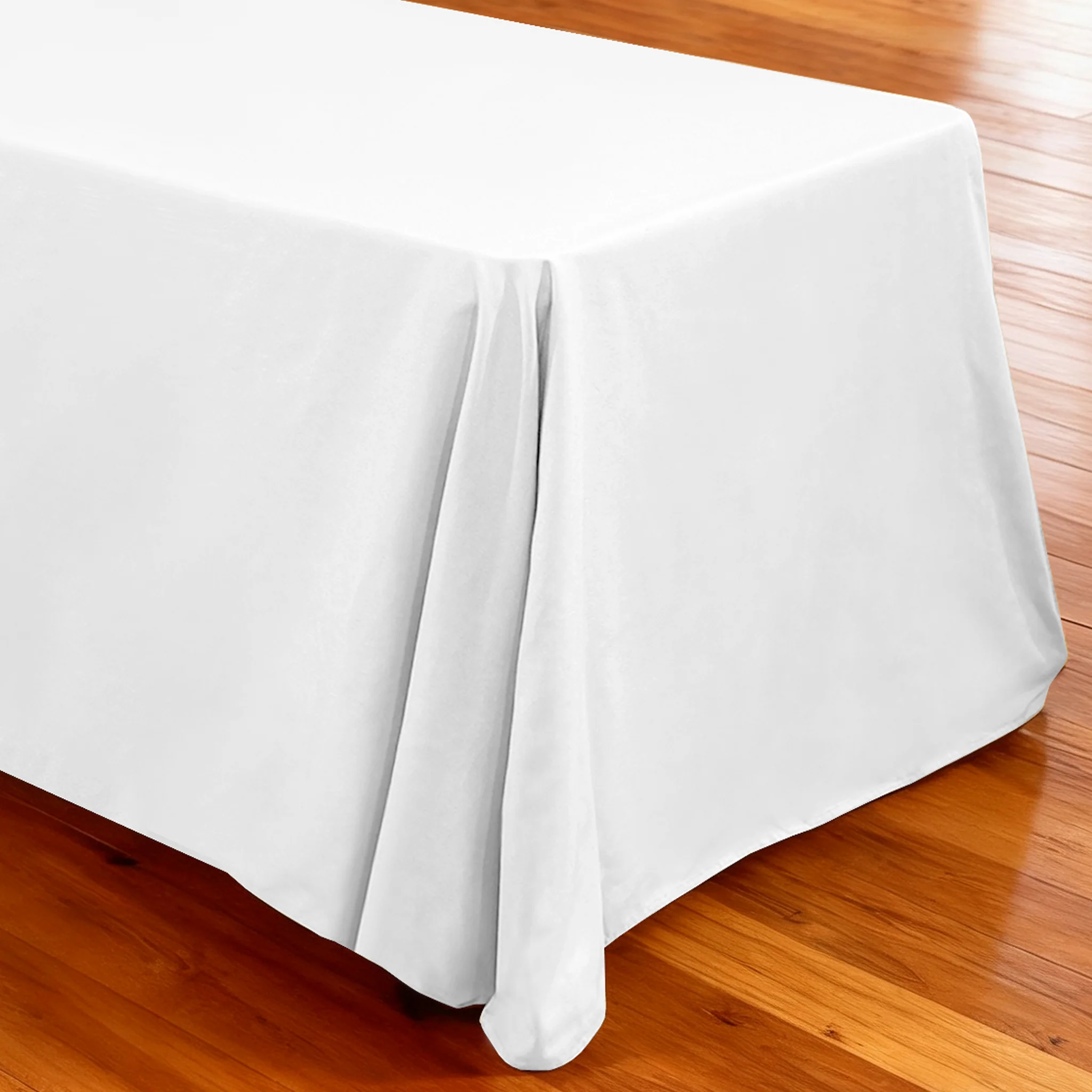 Premium 90"x156" Rectangular White Spun Polyester Tablecloth - Image 3