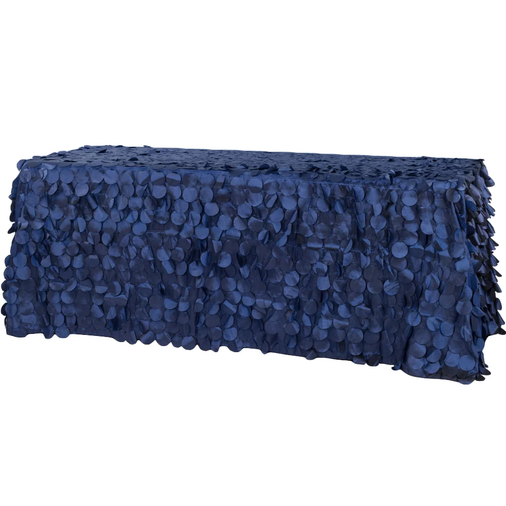 90"x156" Petal Circle Taffeta Rectangular Tablecloth - Navy Blue - Image 2