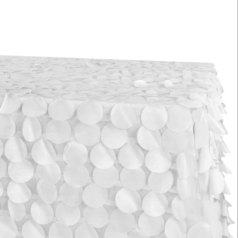 90"x156" Petal Circle Taffeta Rectangular Tablecloth - White - Image 3