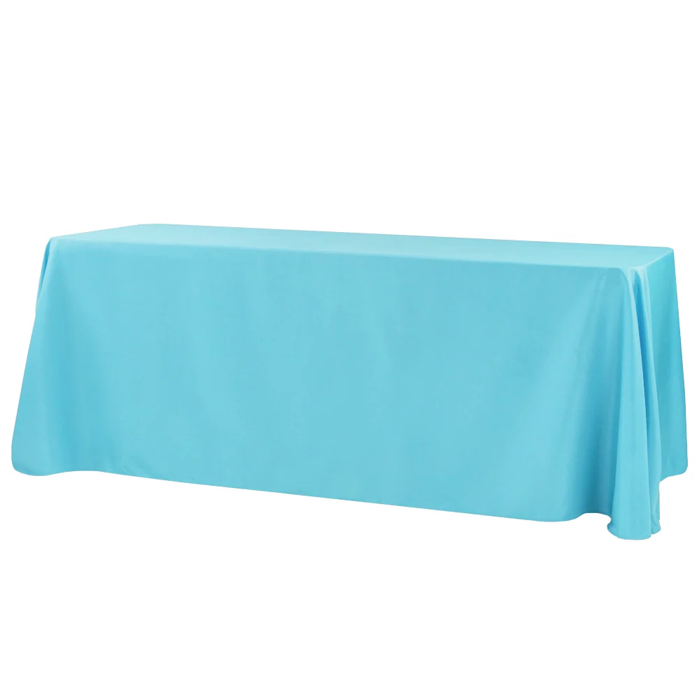 90"x156" Rectangular Oblong Premium Polyester Tablecloth - Aqua Blue - Image 3
