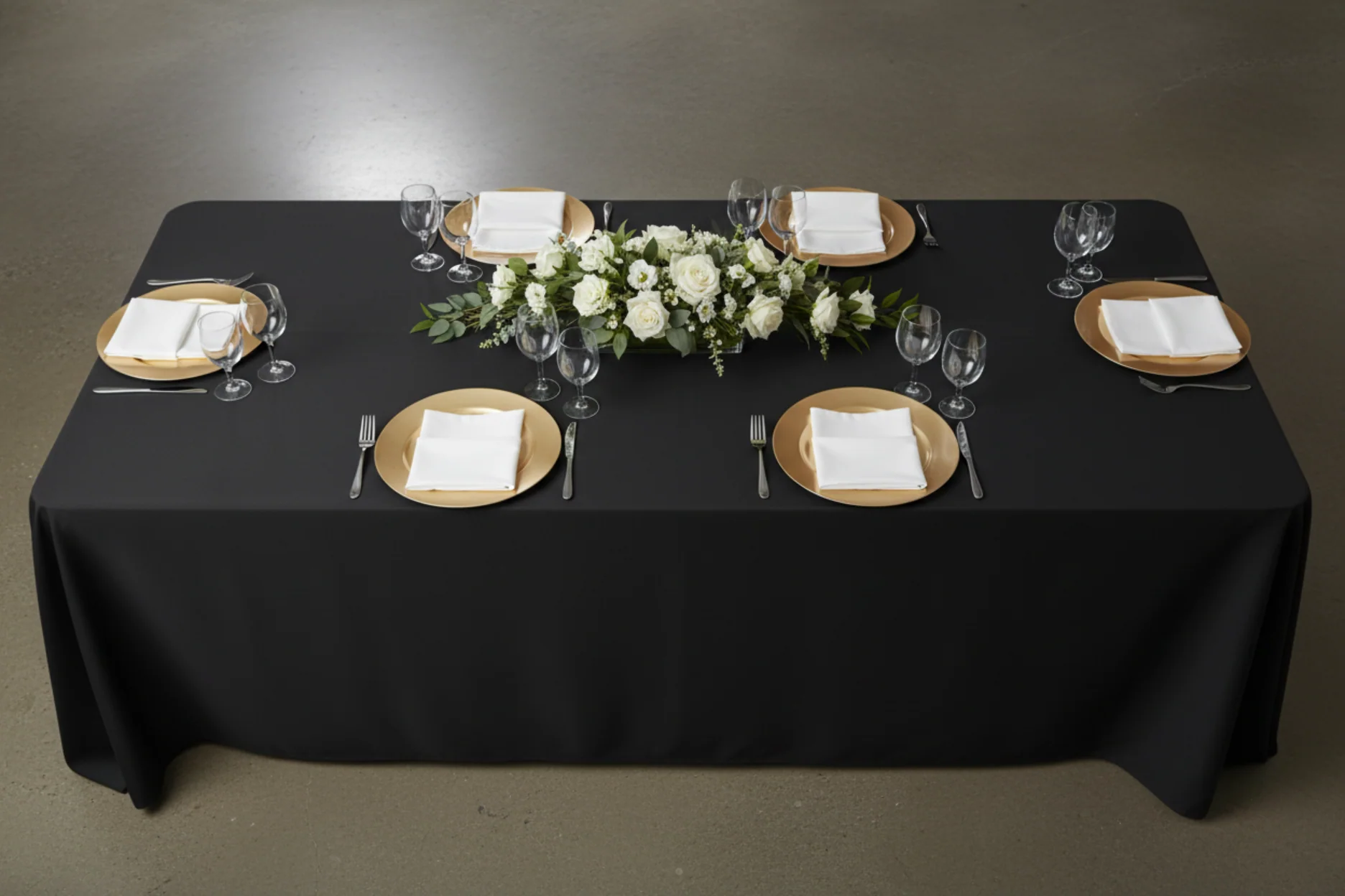 90"x156" Rectangular Oblong Premium Polyester Tablecloth - Black - Image 4