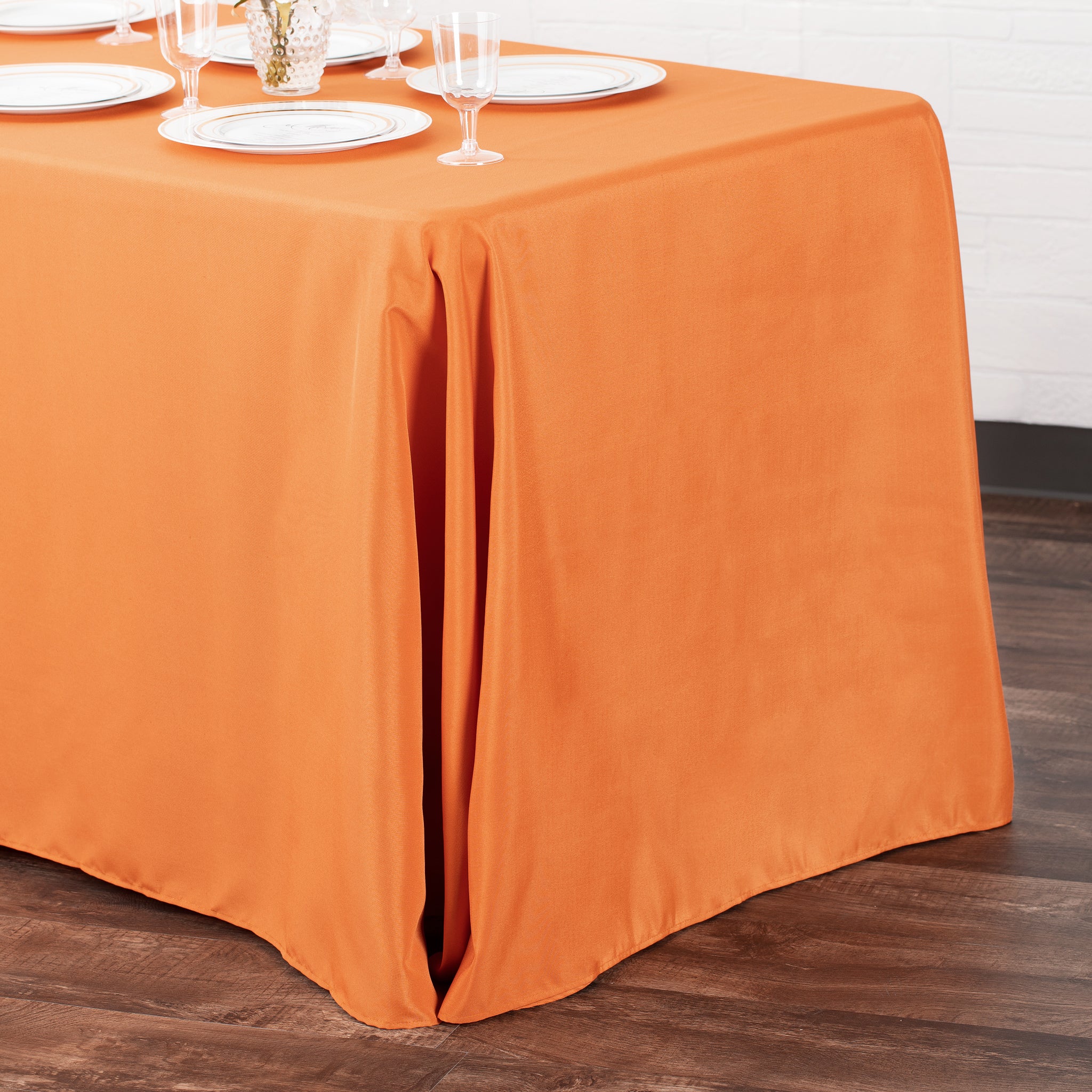 90"x156" Rectangular Oblong Premium Polyester Tablecloth - Burnt Orange - Image 2