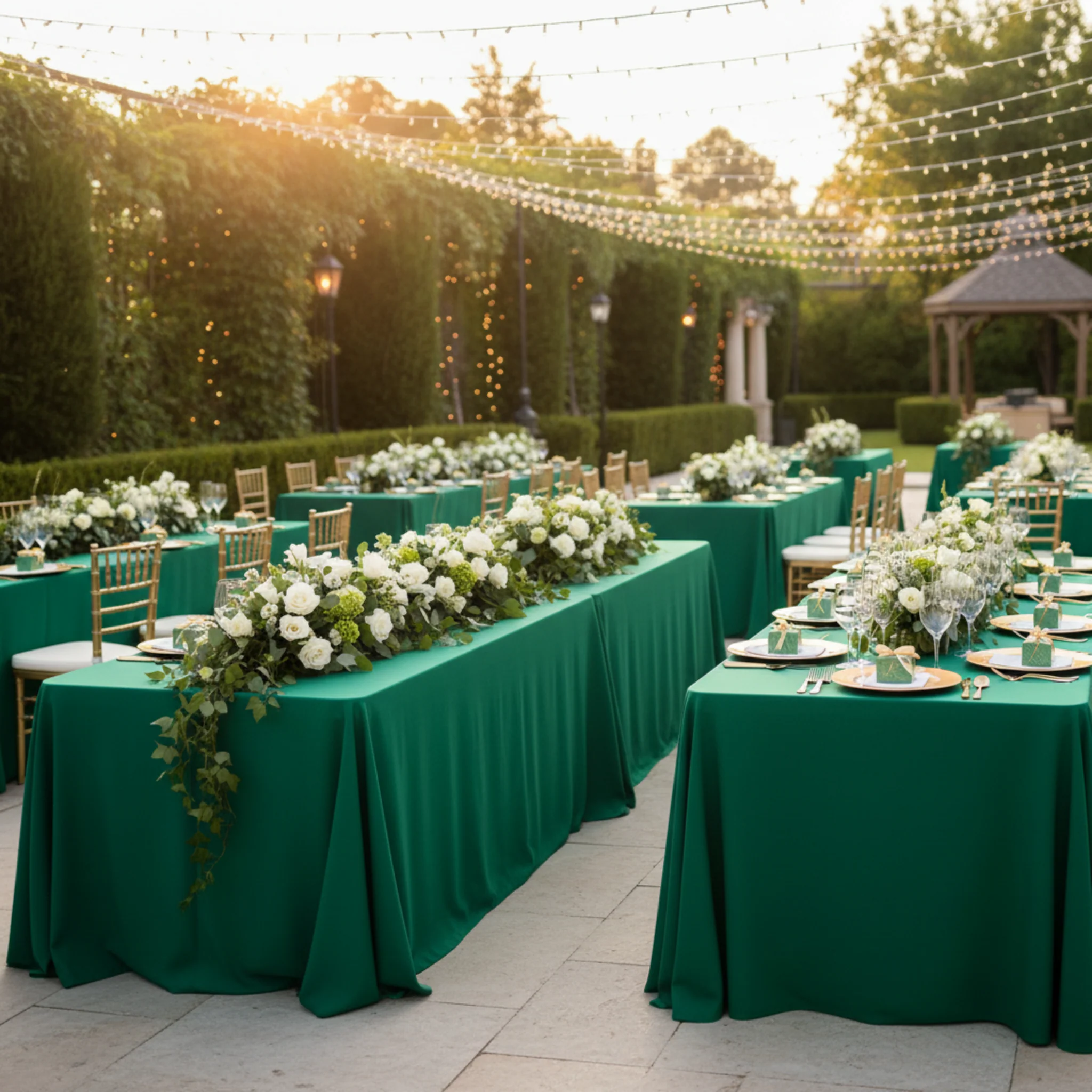 90"x156" Rectangular Oblong Premium Polyester Tablecloth - Emerald Green - Image 4